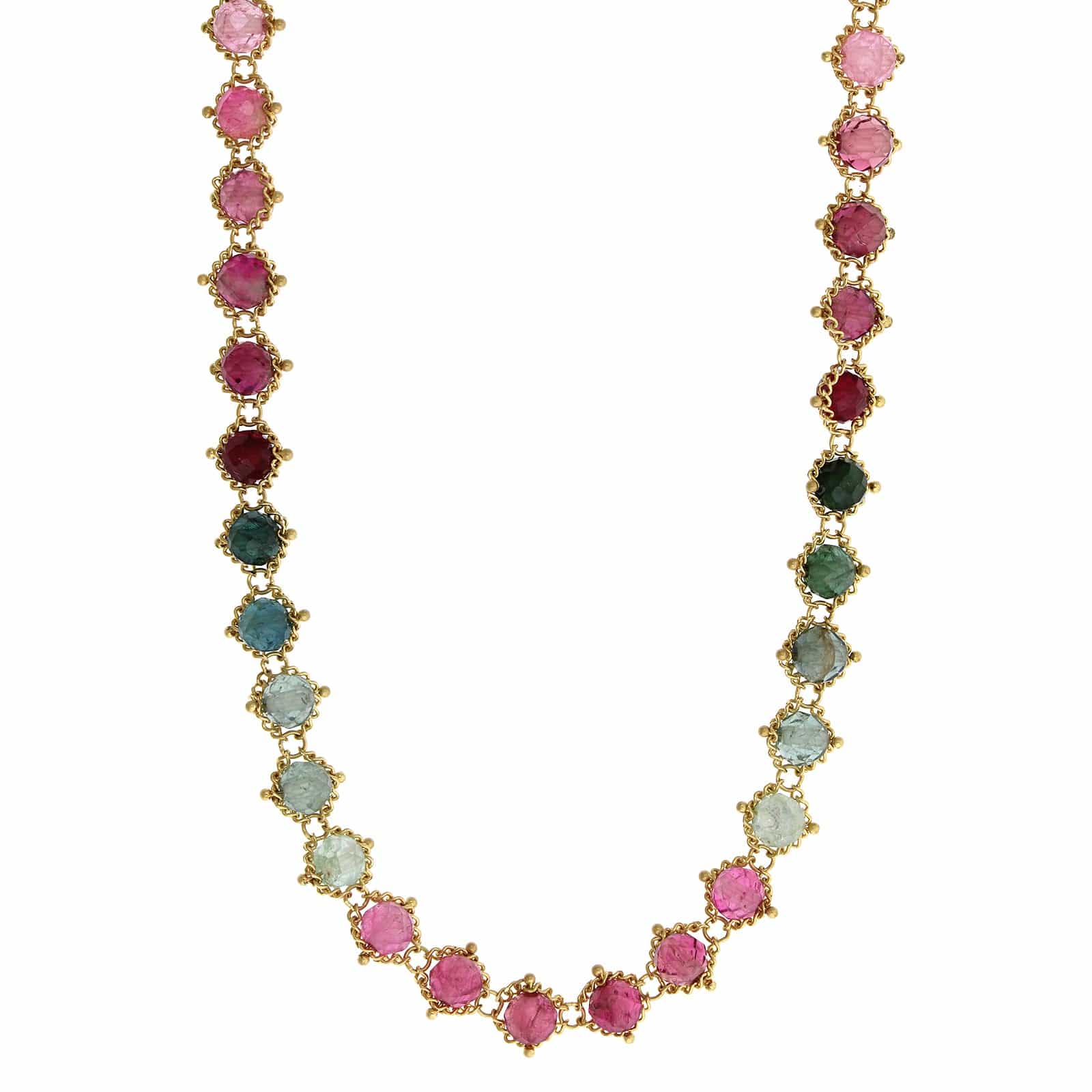 Amali 18K Yellow Gold Round Multi Colored Tourmaline Necklace - Image 4