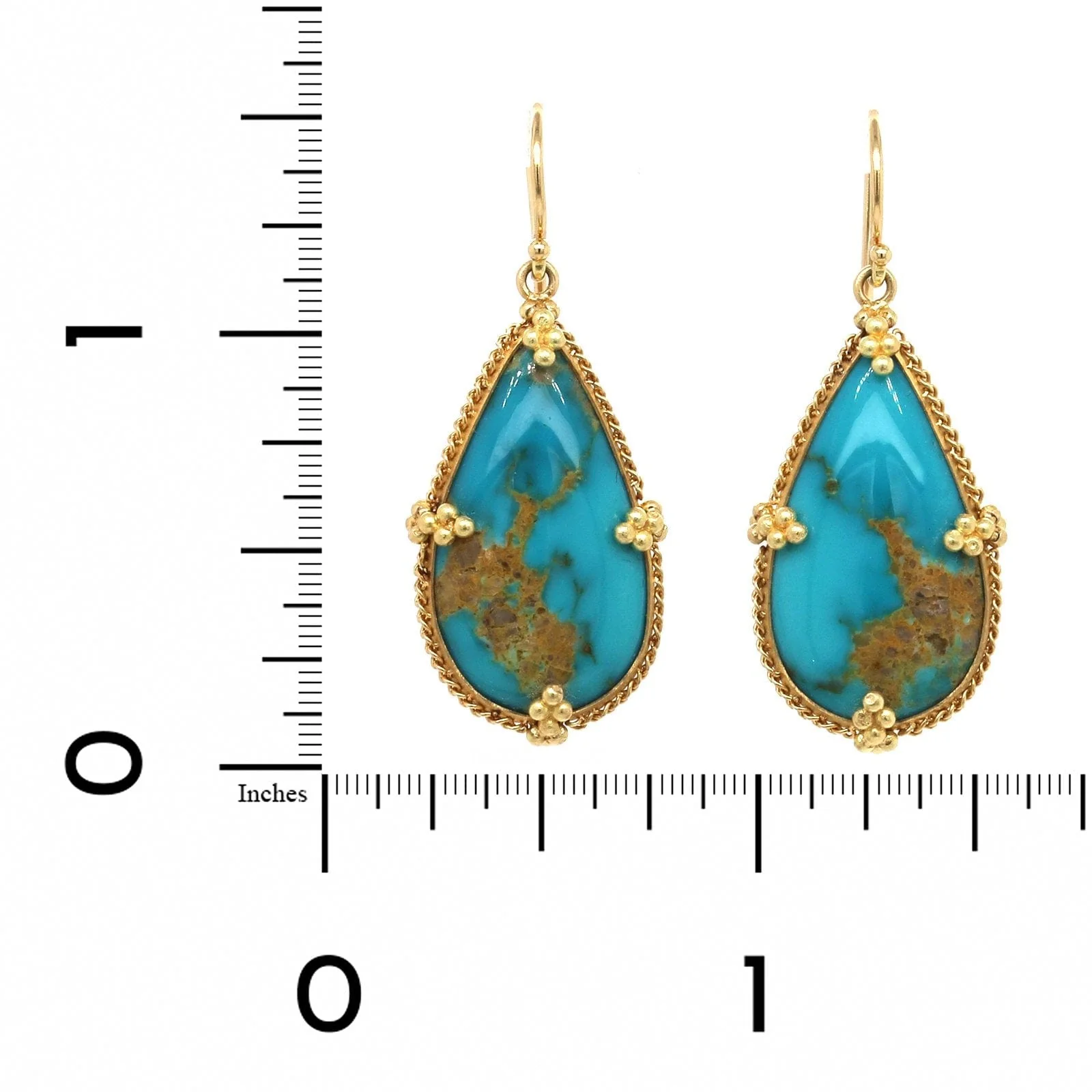 Amali 18K Yellow Gold Teardrop Turquoise Drop Earrings - Image 2