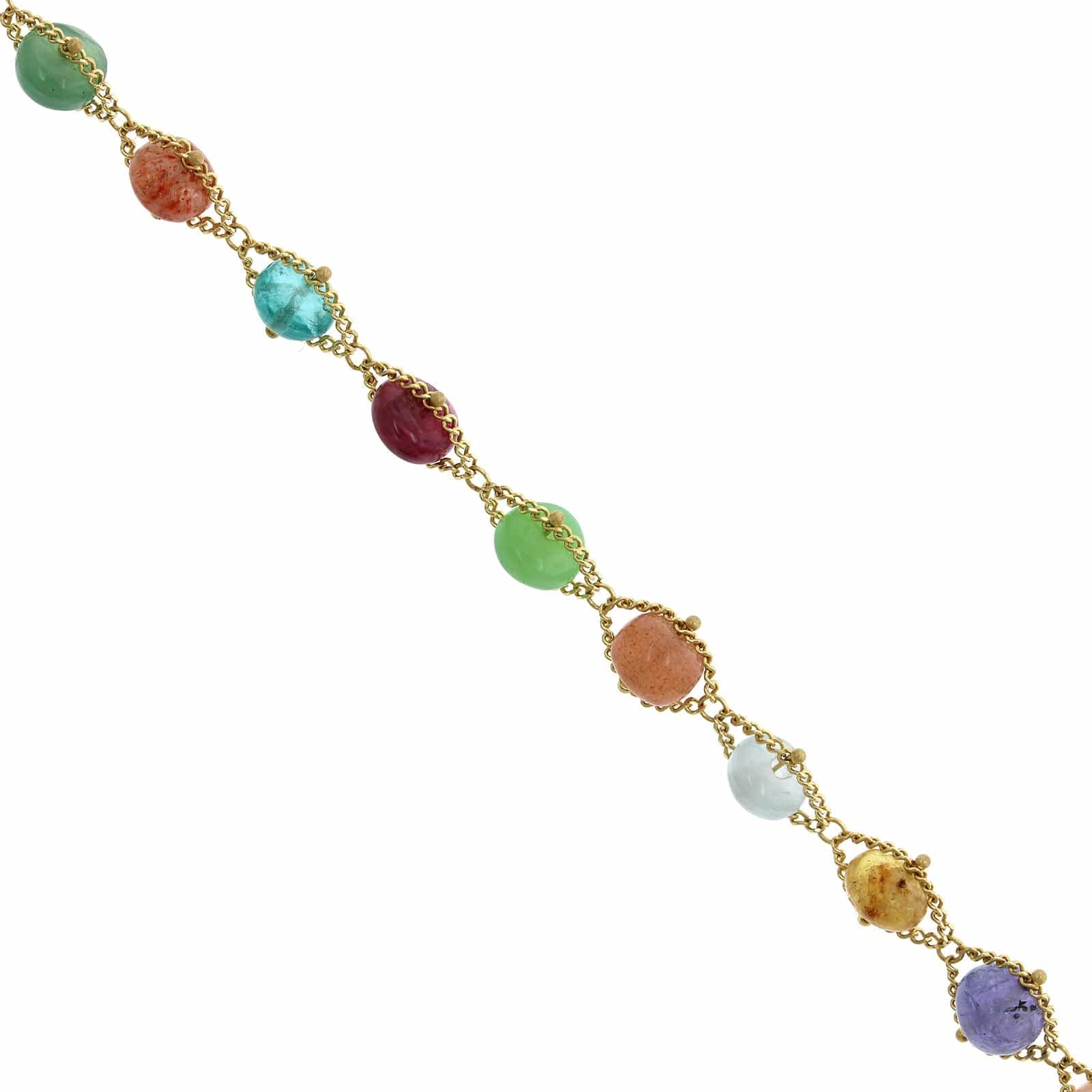 Amali 18K Yellow Gold Textile Multi Gemstone Bracelet - Image 2