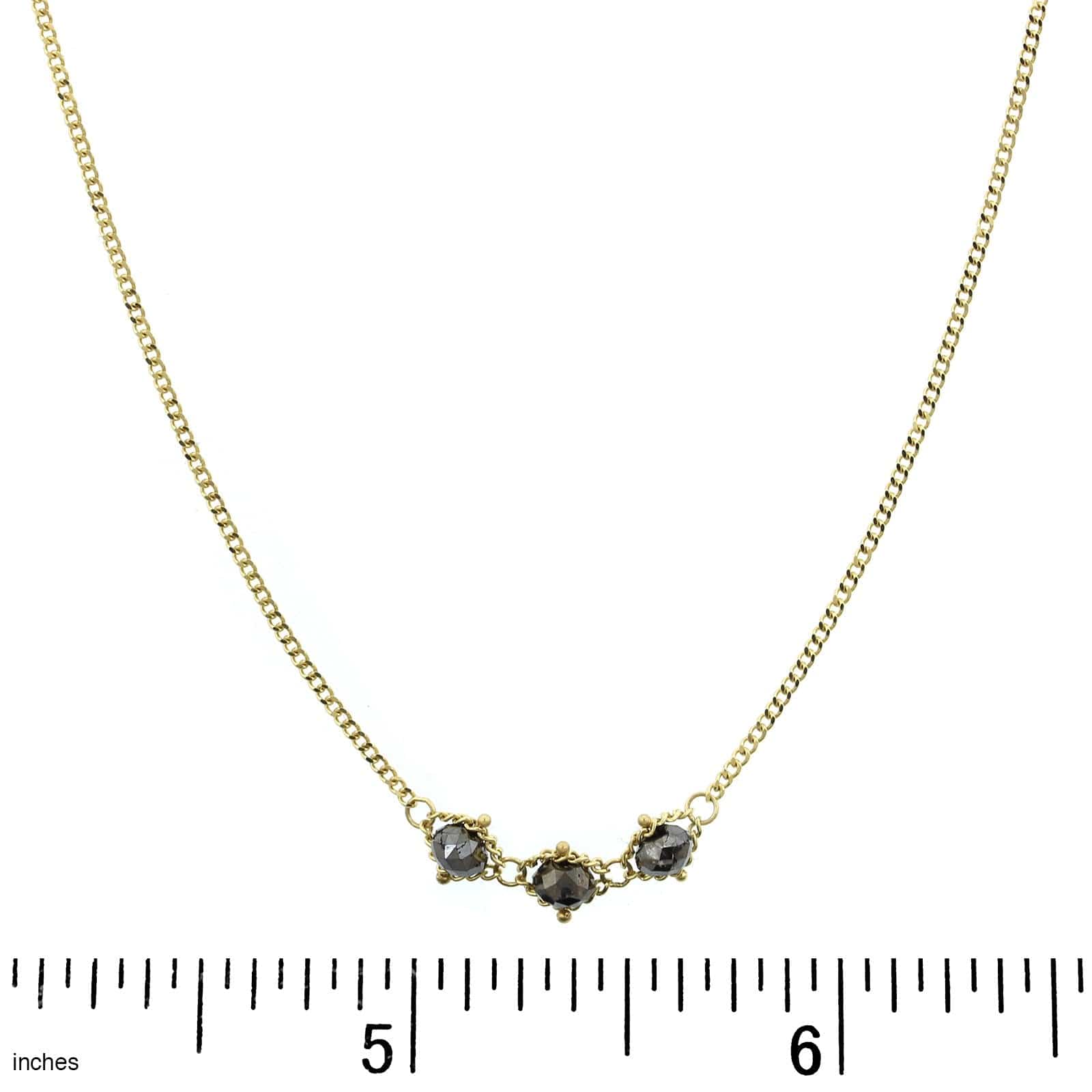 Amali 18K Yellow Gold Triple Black Diamond Necklace - Image 2