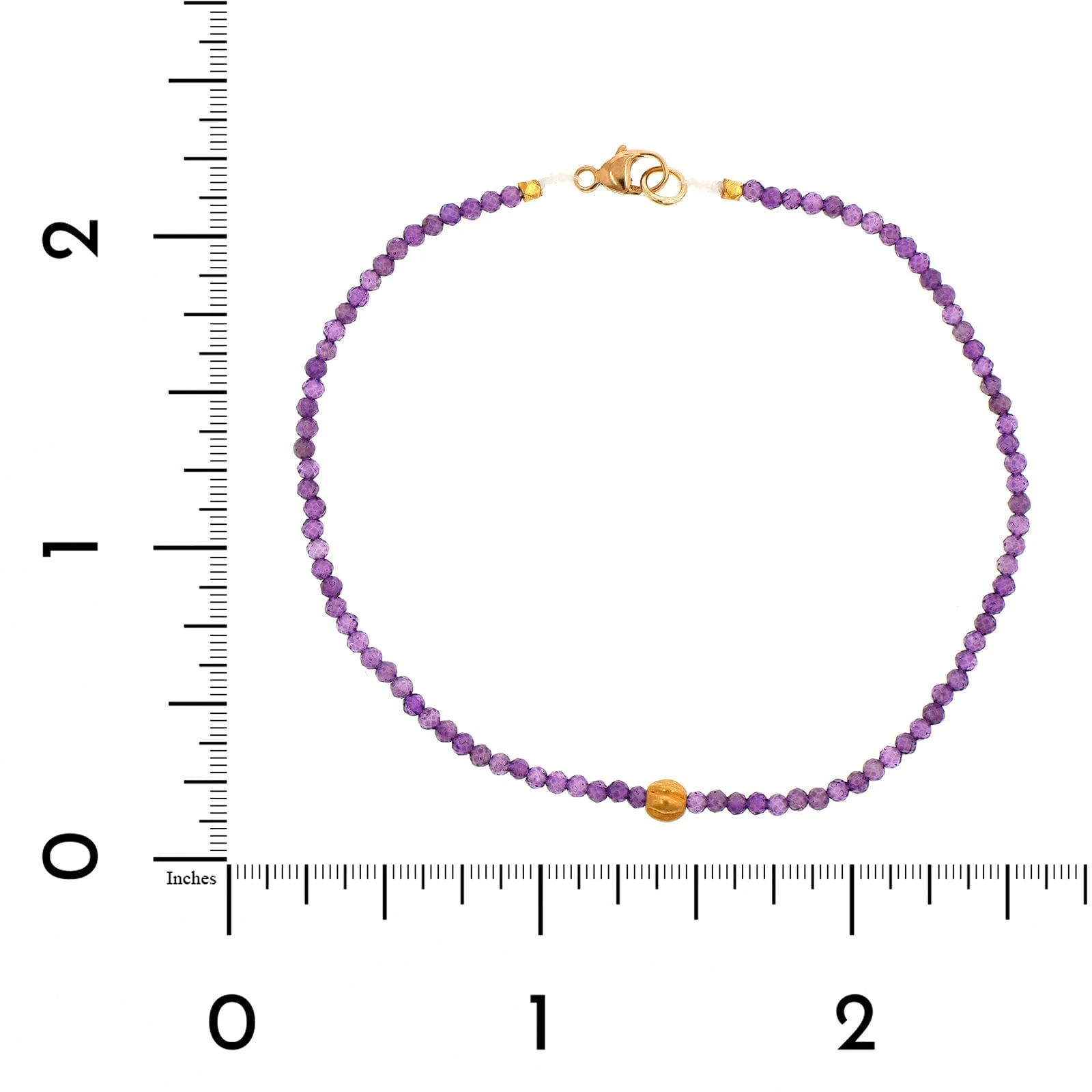 18K Yellow Gold Amethyst Beaded Bracelet - Image 2