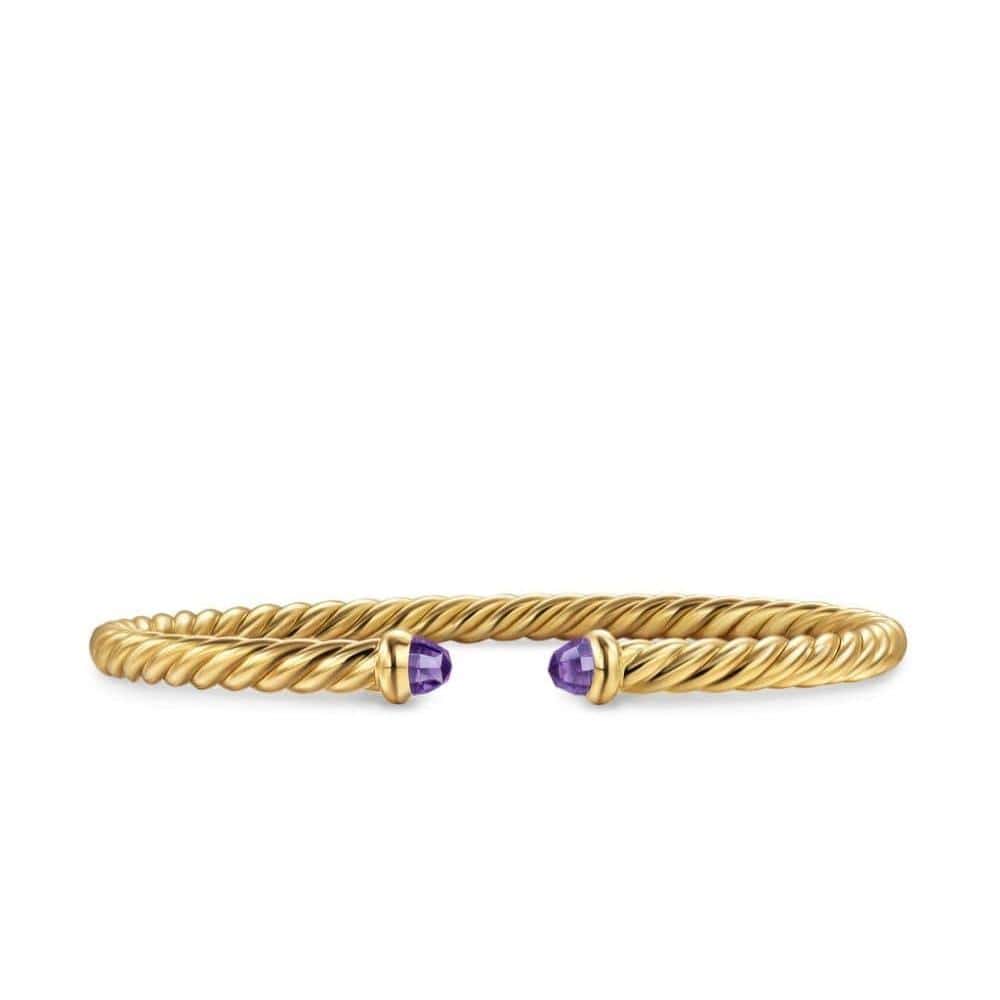 Cablespira® Bracelet 18K Yellow Gold with Amethyst, 4mm - Image 2