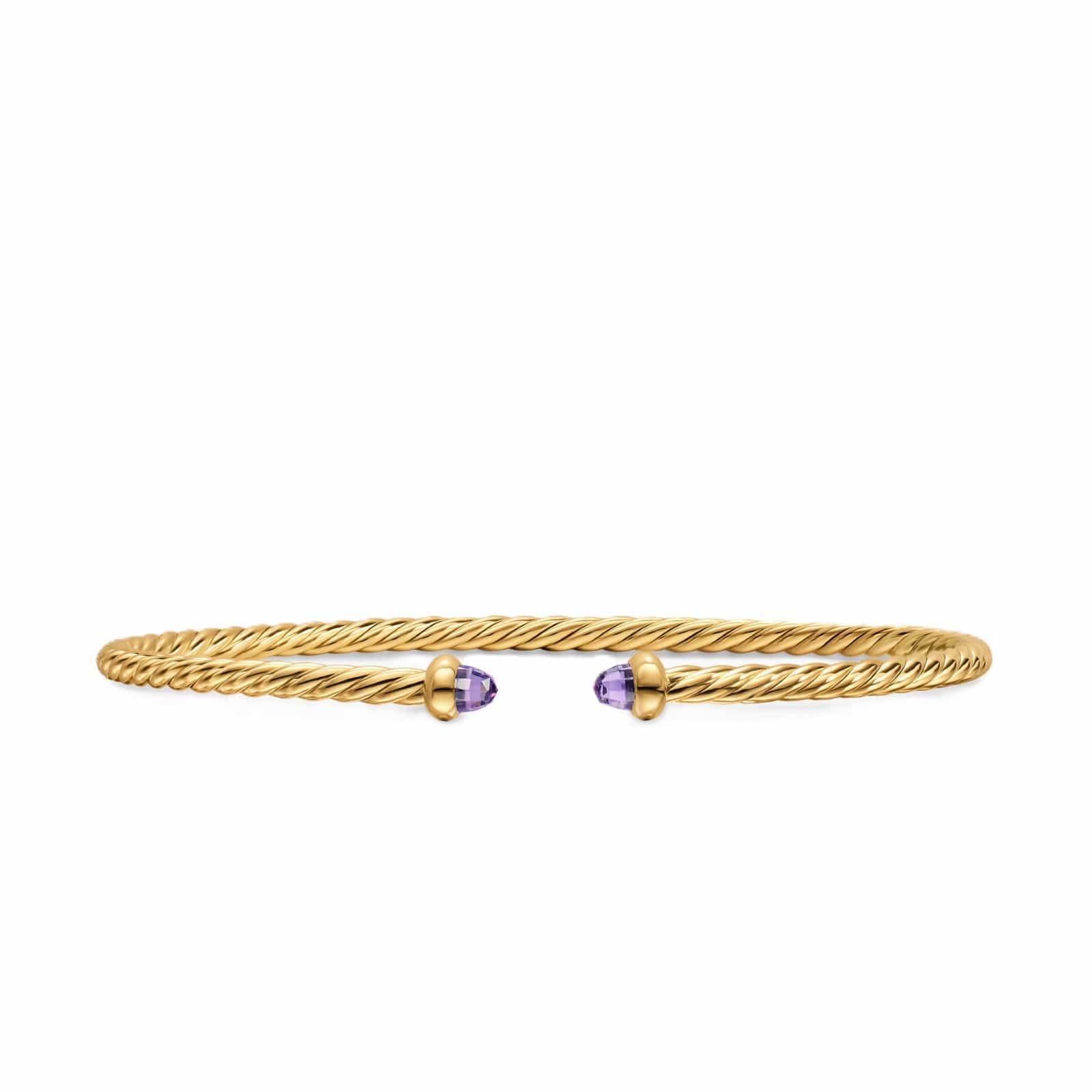 Micro Cablespira® Flex Bracelet 18K Yellow Gold with Amethyst, 2.6mm