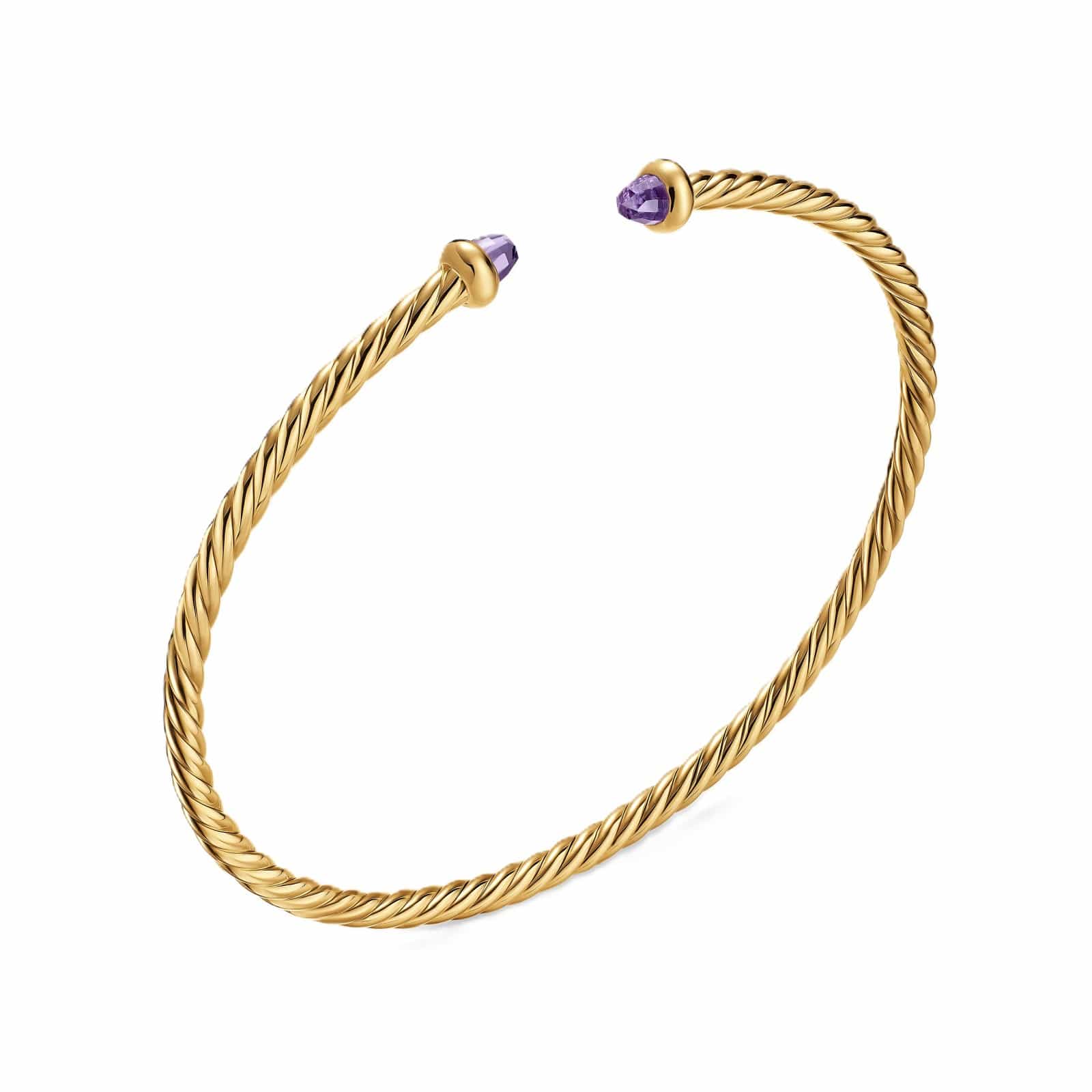 Micro Cablespira® Flex Bracelet 18K Yellow Gold with Amethyst, 2.6mm - Image 2