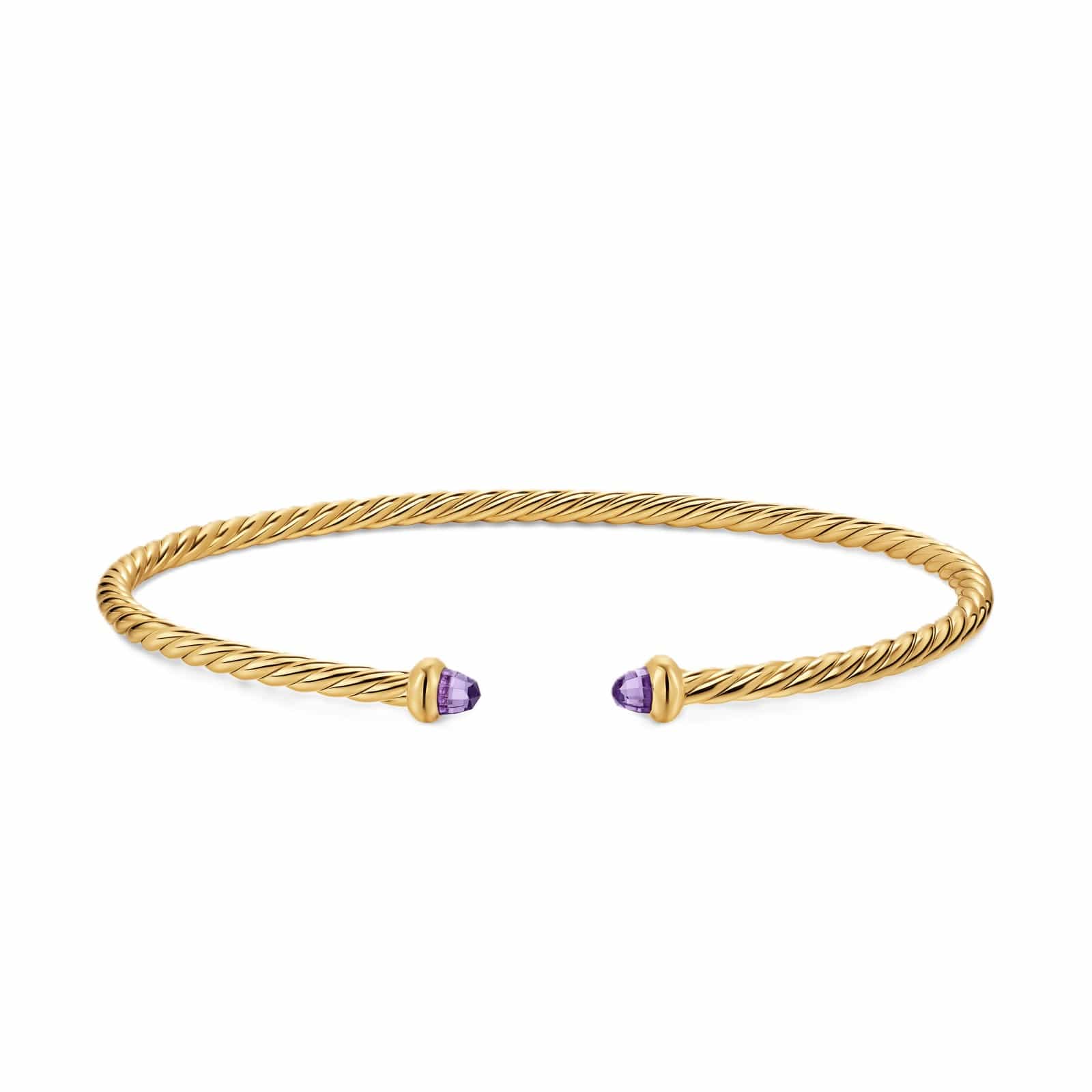 Micro Cablespira® Flex Bracelet 18K Yellow Gold with Amethyst, 2.6mm - Image 3