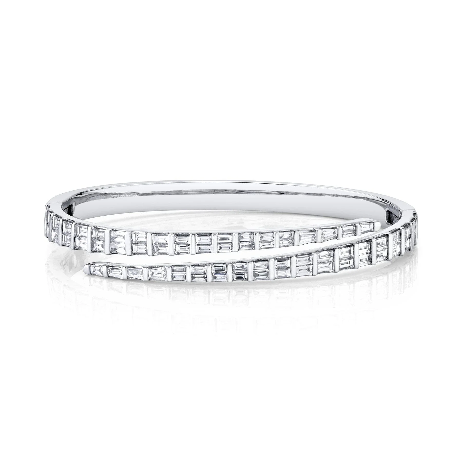 Anita Ko 18K White Gold Baguette Diamond Coil Bracelet