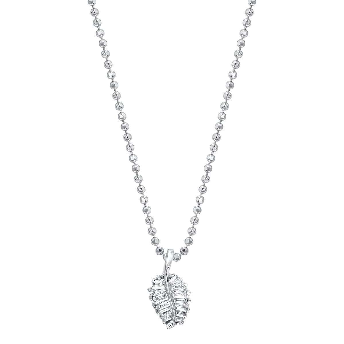 Anita Ko 18K White Gold Small Diamond Palm Leaf Pendant Necklace
