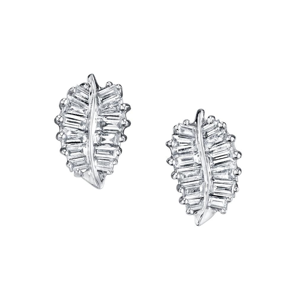 Anita Ko 18K White Gold Small Palm Leaf Stud Earrings