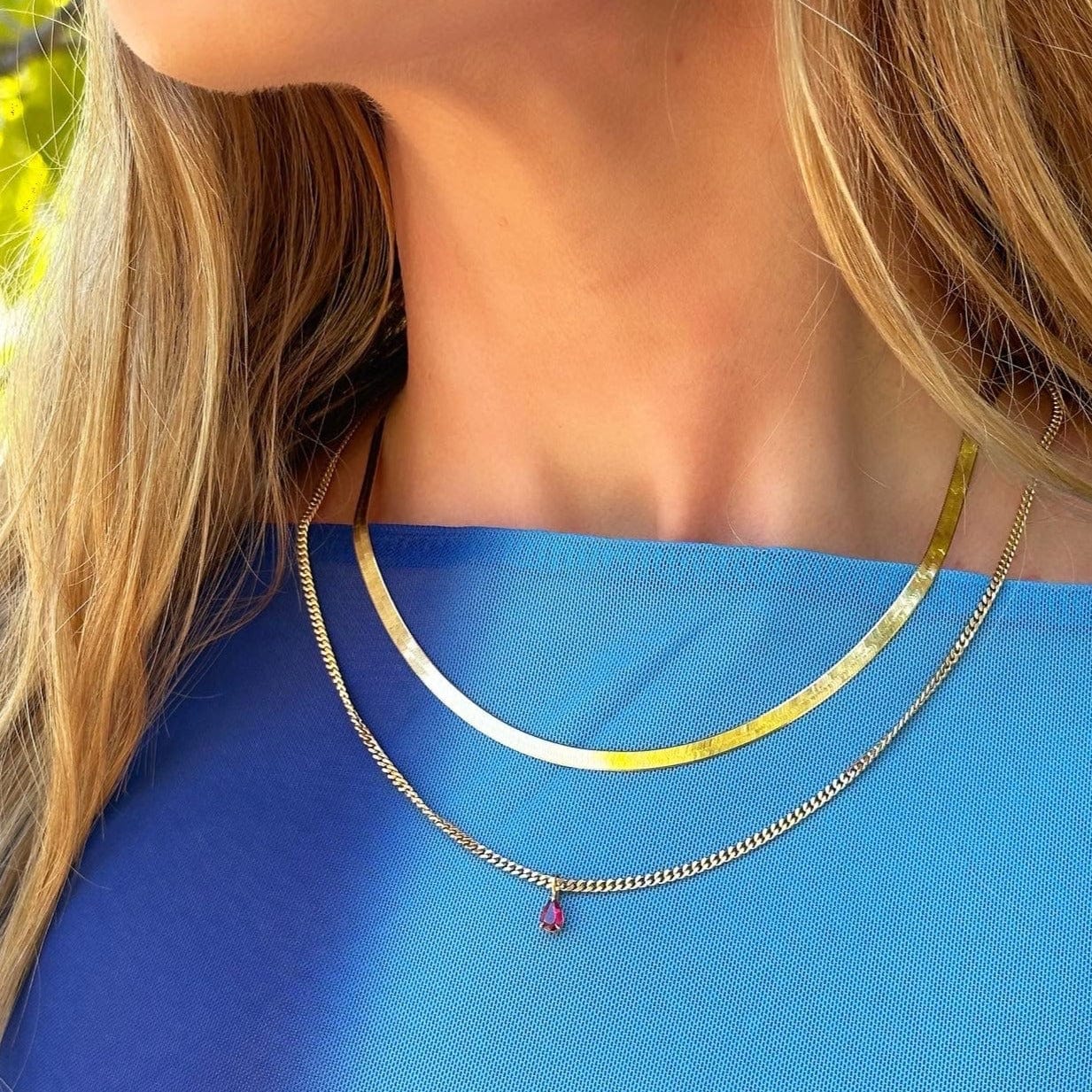 Anita Ko 18K Yellow Gold Curb Link Pear Ruby Pendant - Image 2