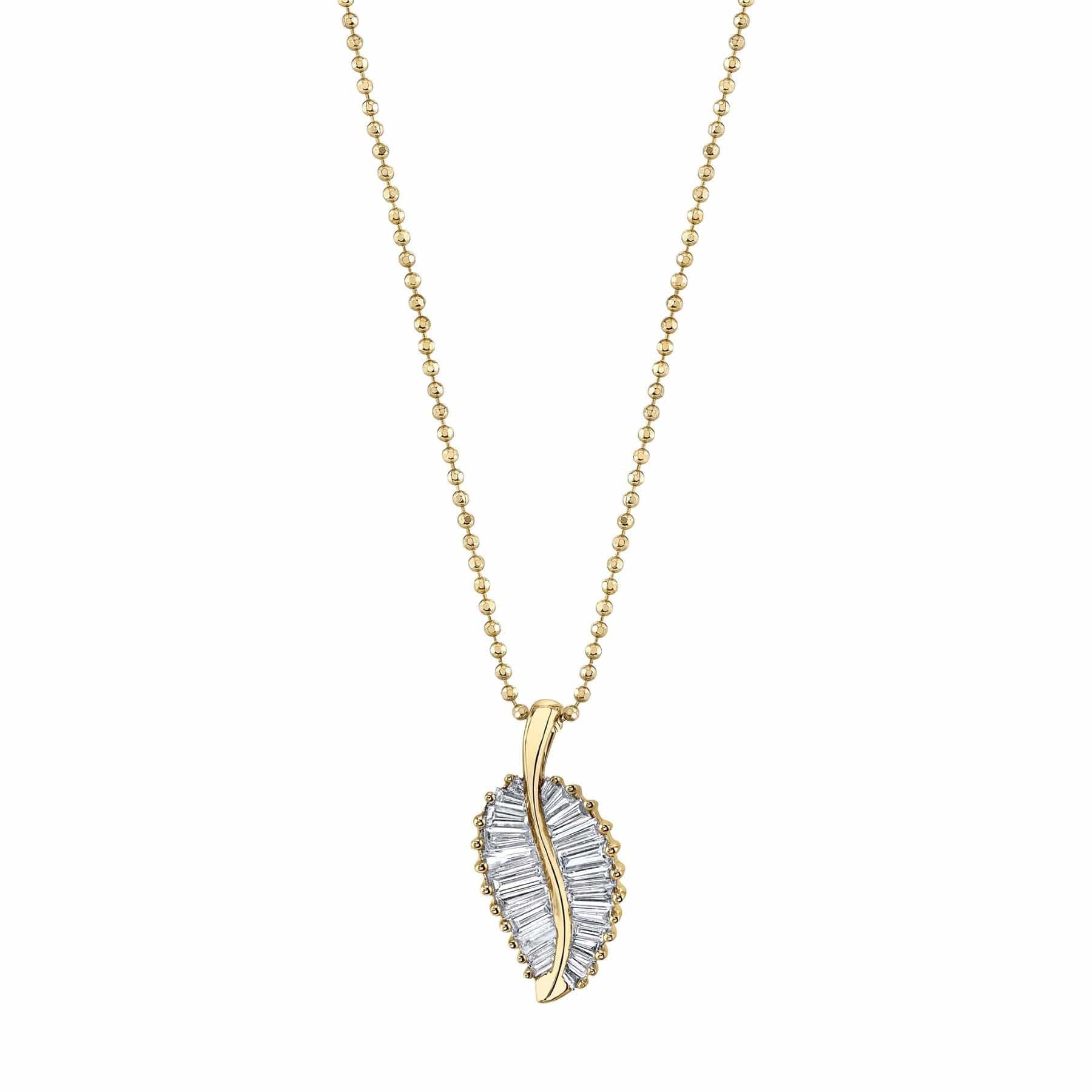 Anita Ko 18K Yellow Gold Diamond Palm Leaf Pendant Necklace