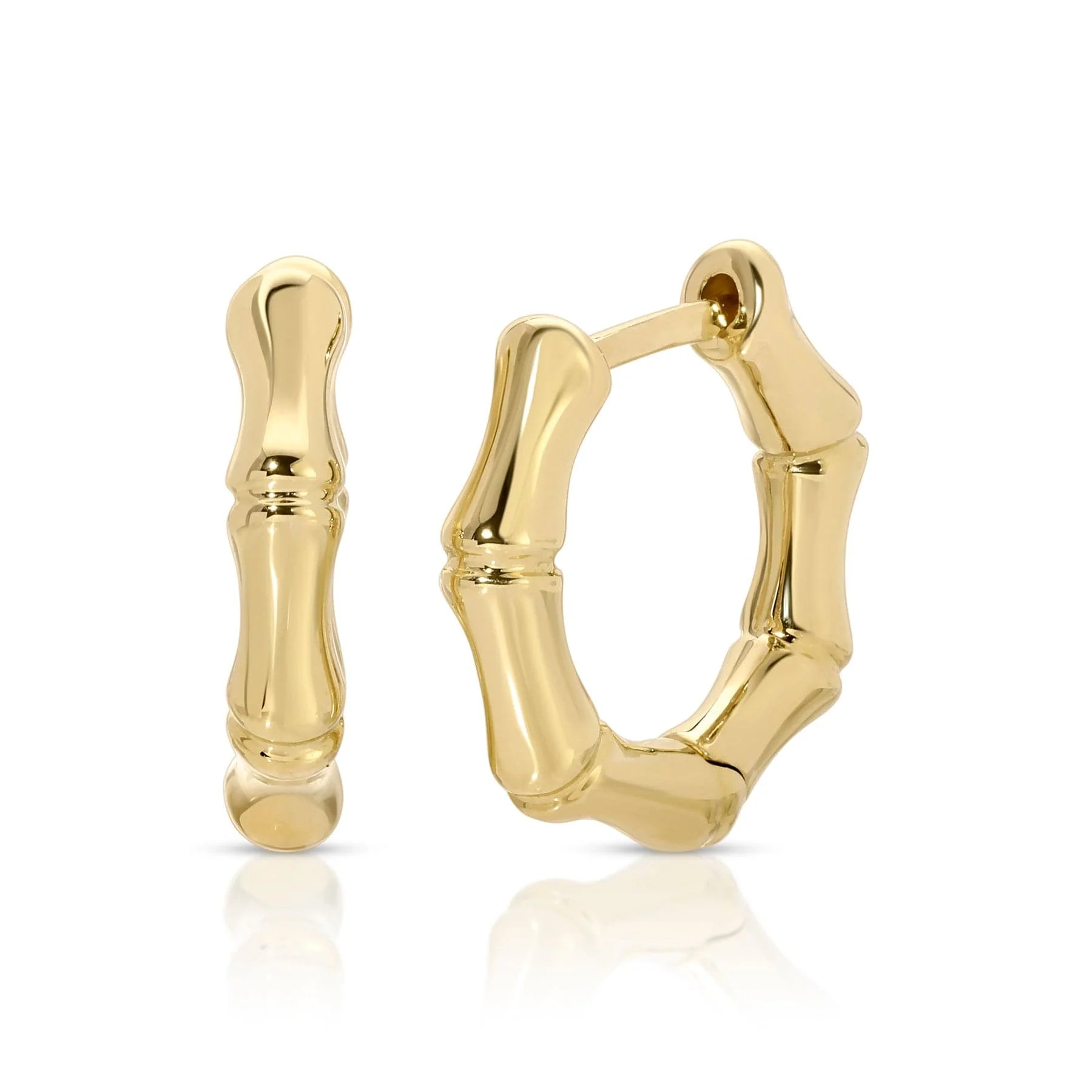 Anita Ko 18K Yellow Gold Plain Bamboo Huggie Hoop Earrings