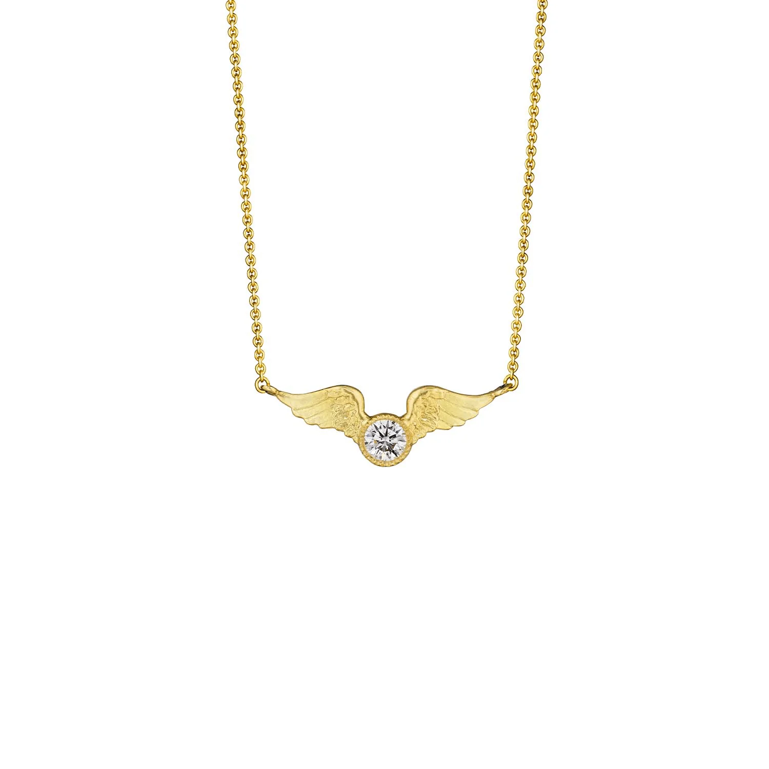 Anthony Lent 18K Yellow Gold and Diamond Wing Necklace