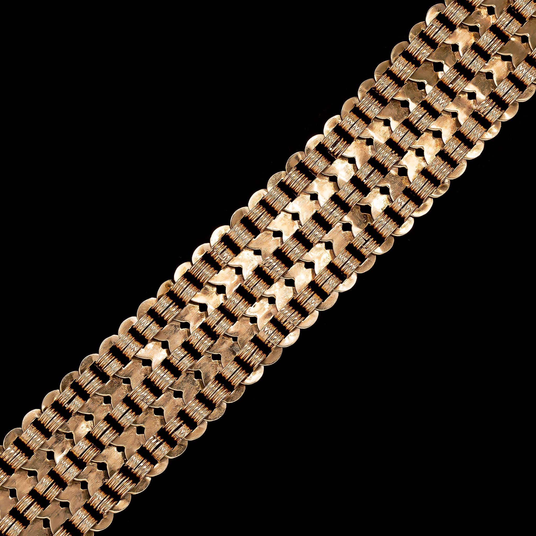 Antique 14K Rose Gold Estate Fancy Link Peikes Bracelet - Image 2