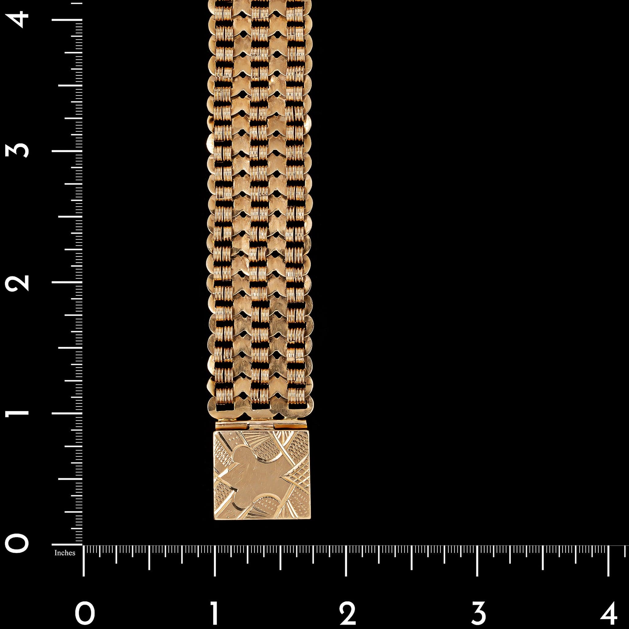 Antique 14K Rose Gold Estate Fancy Link Peikes Bracelet - Image 3