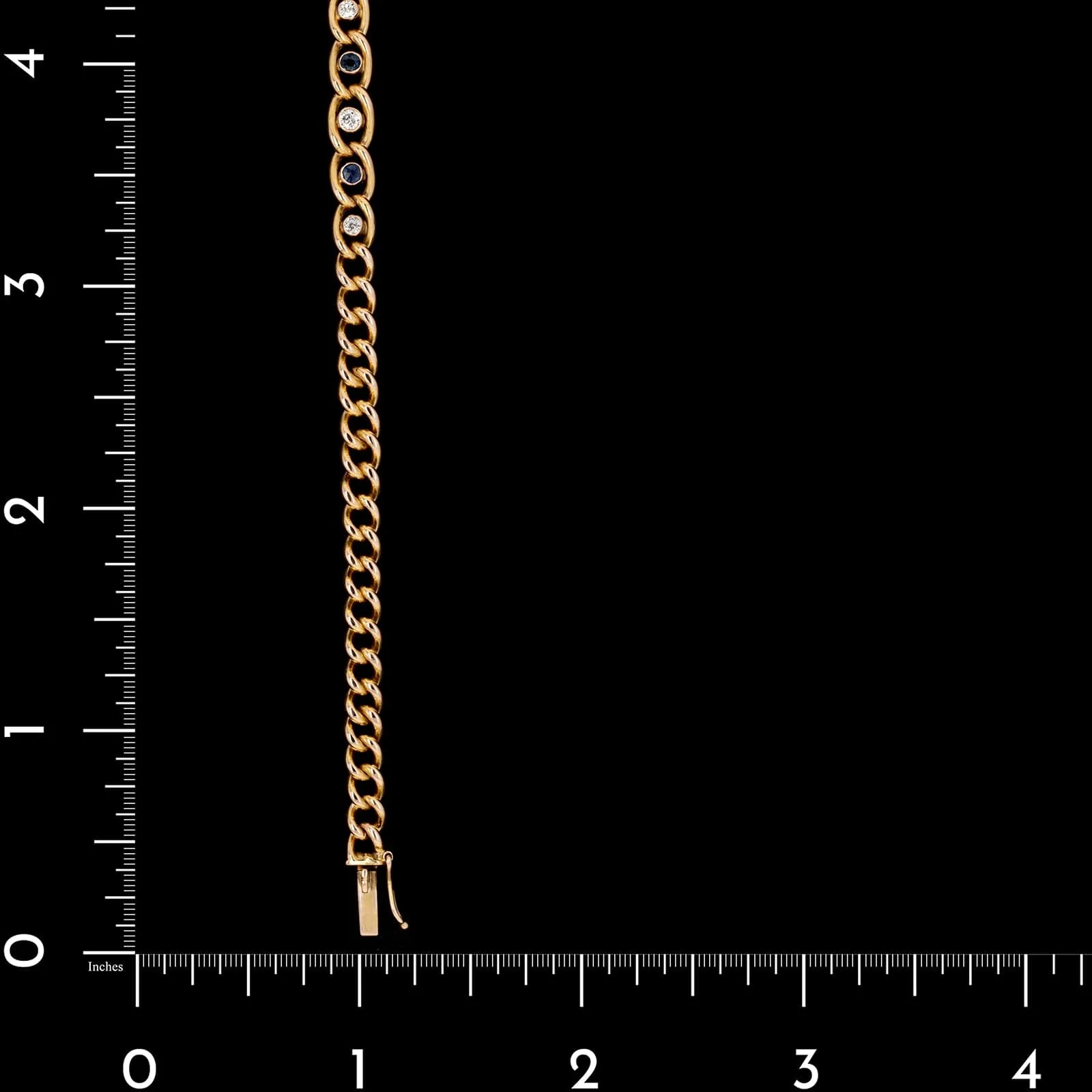 Antique 14K Yellow Gold Estate Sapphire and Diamond Bracelet - Image 3