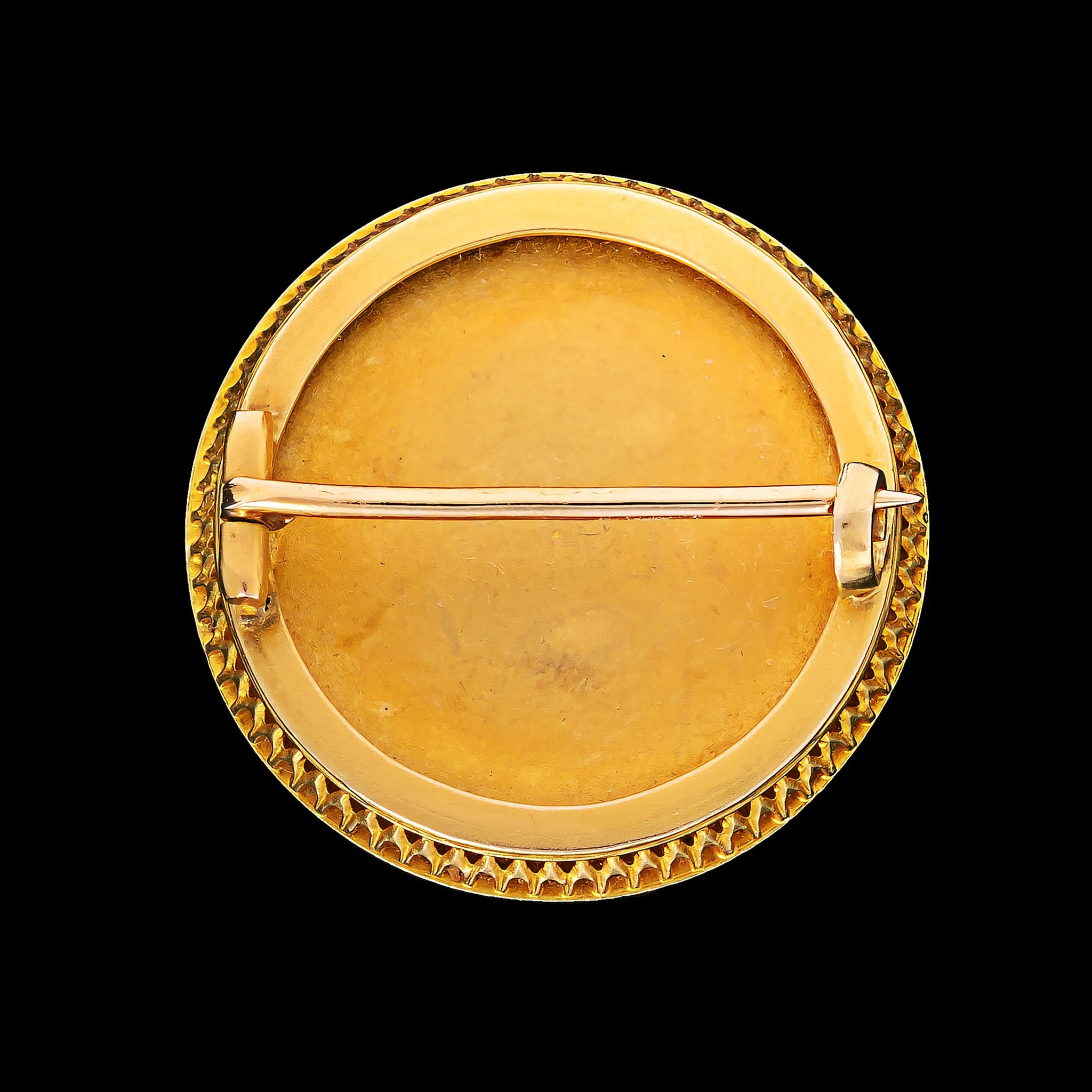 Antique 18K Yellow Gold Estate Diamond Guilloche Enamel Warrior Woman Pin - Image 2