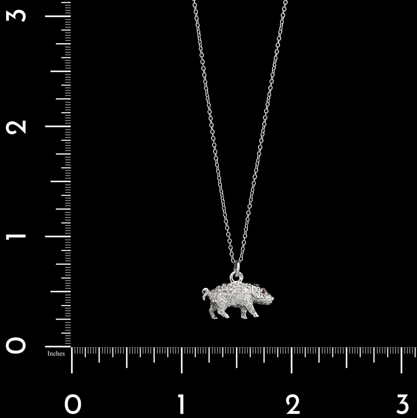 Antique Platinum Estate Diamond and Ruby Pig Pendant, France - Image 4