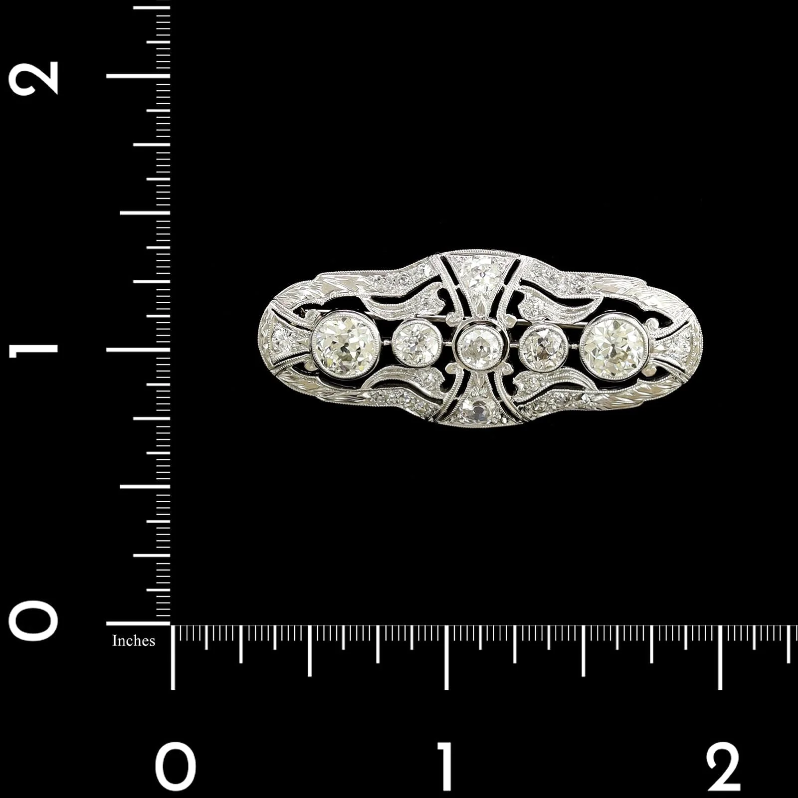 Antique Platinum Estate Diamond Pin - Image 3