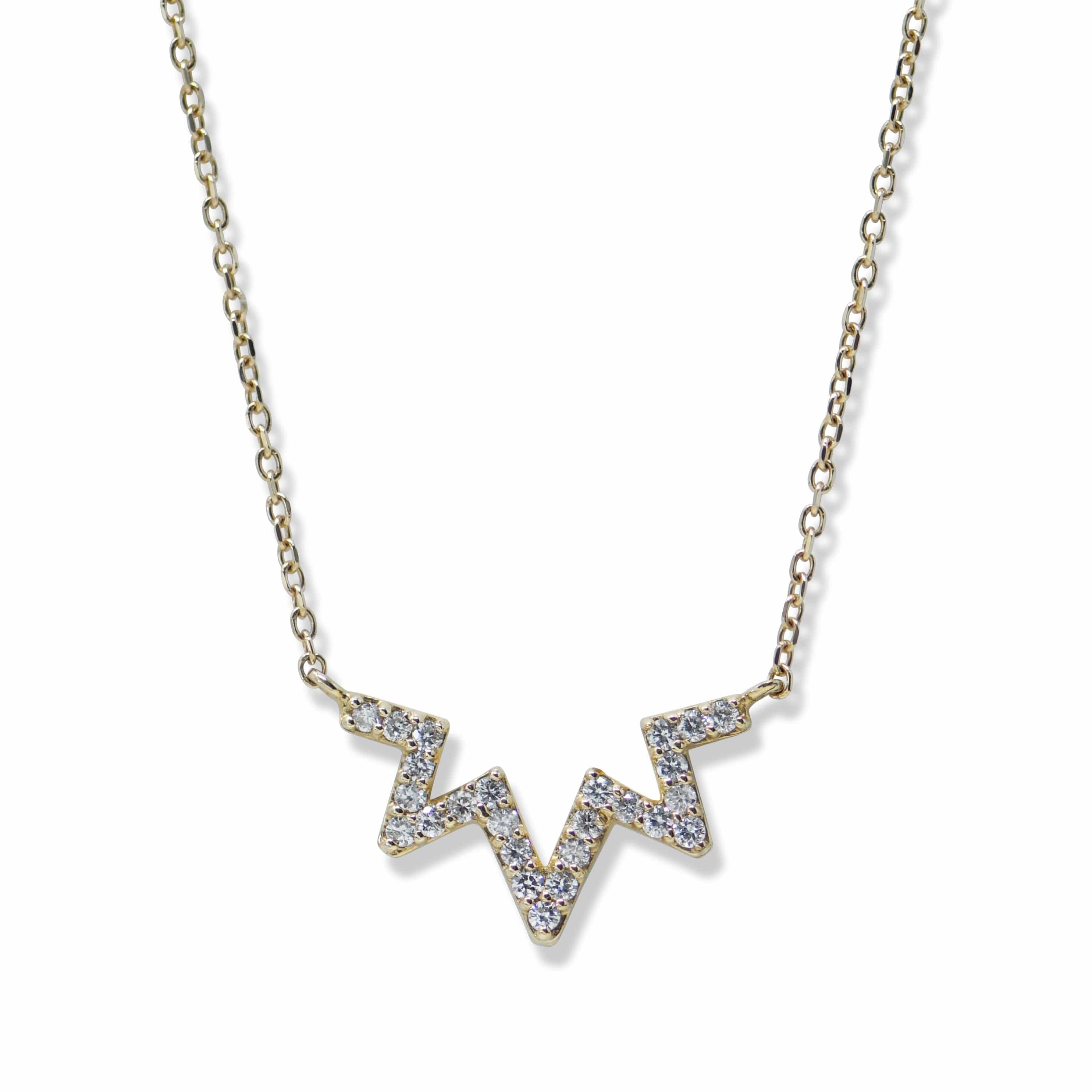 Anzie 14K Yellow Gold Aztec Starburst Zig Zag Sapphire Necklace