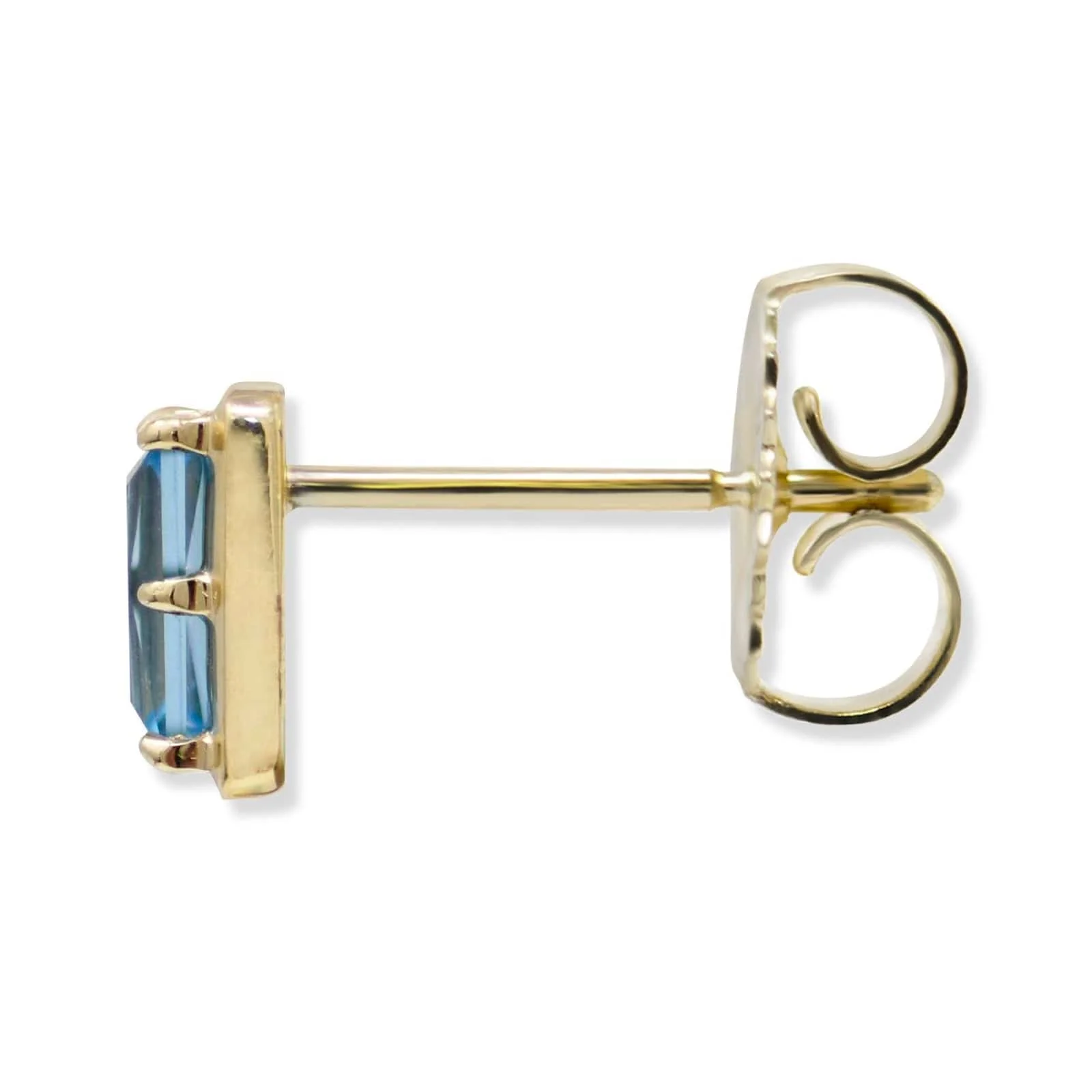Anzie 14K Yellow Gold Cleo Swiss Blue Topaz Baguette Earrings - Image 3