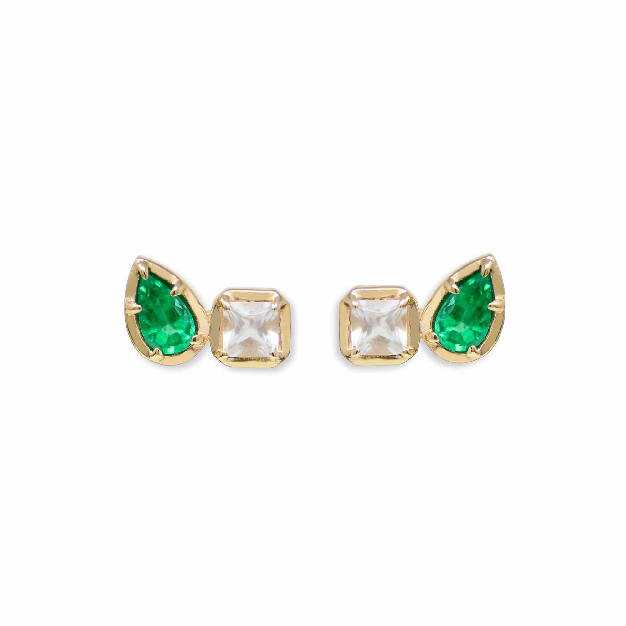 Anzie 14K Yellow Gold Emerald and Topaz Stud Earrings