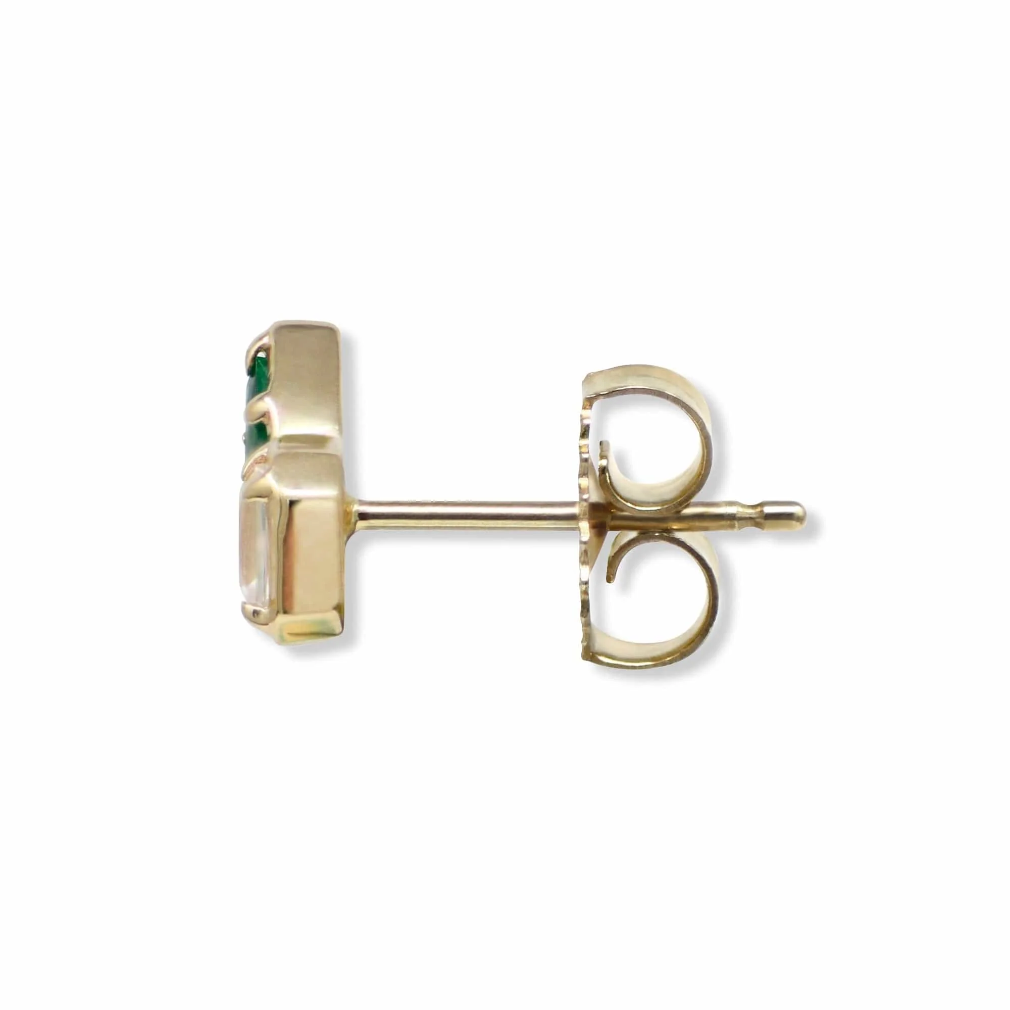 Anzie 14K Yellow Gold Emerald and Topaz Stud Earrings - Image 3