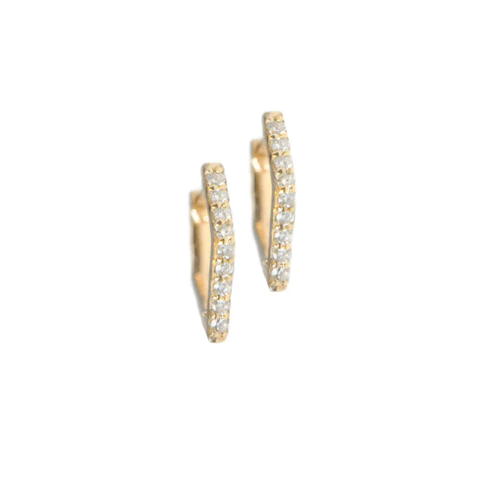 Anzie 14K Yellow Gold Geometric Diamond Huggie Earrings