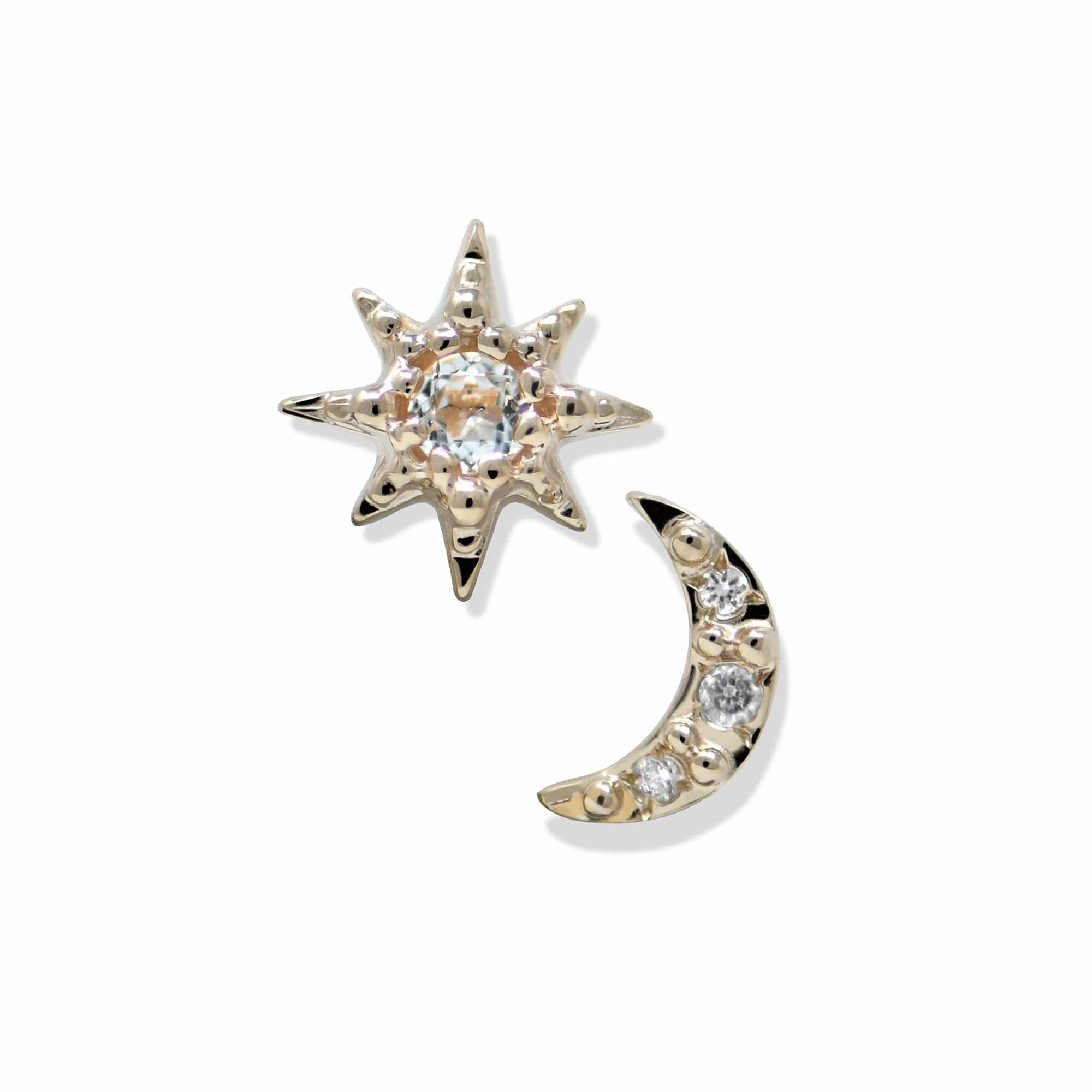 Anzie 14K Yellow Gold Moon Starburst Topaz Stud Earrings