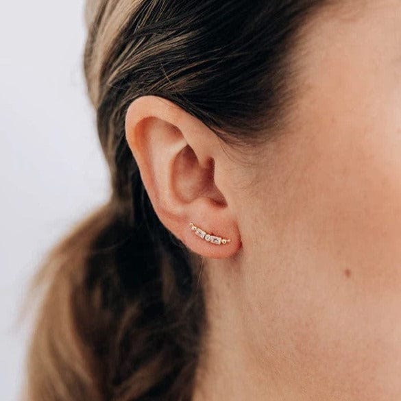 Anzie 14K Yellow Gold Topaz Climber Earrings - Image 2
