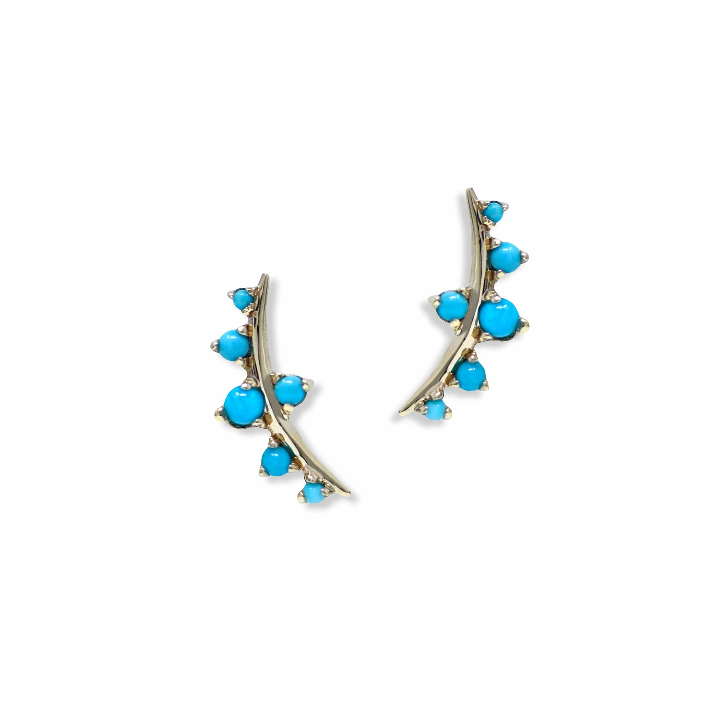 Anzie 14K Yellow Gold Turquoise Climber Earrings