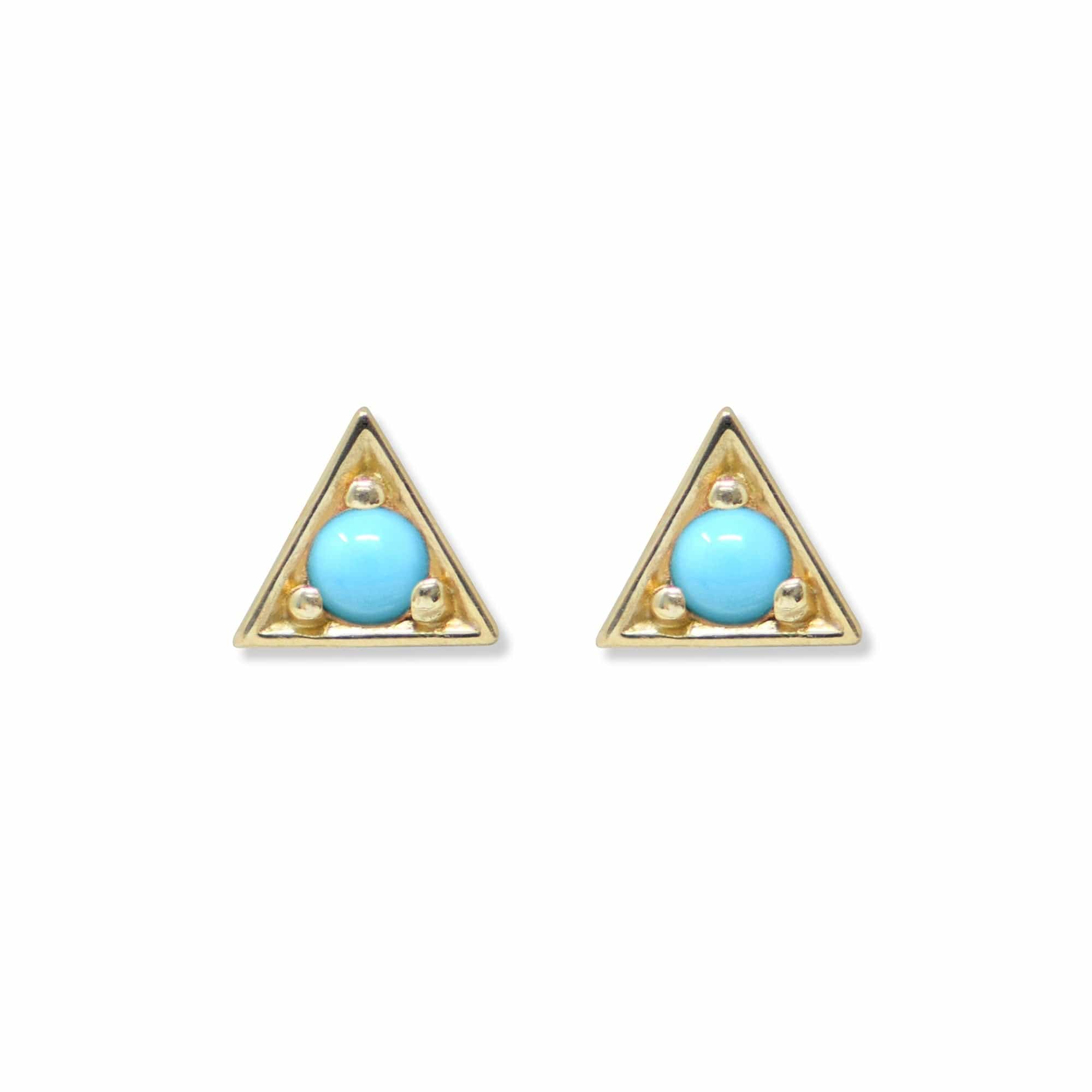 Anzie 14K Yellow Gold Turquoise Triangle Stud Earrings
