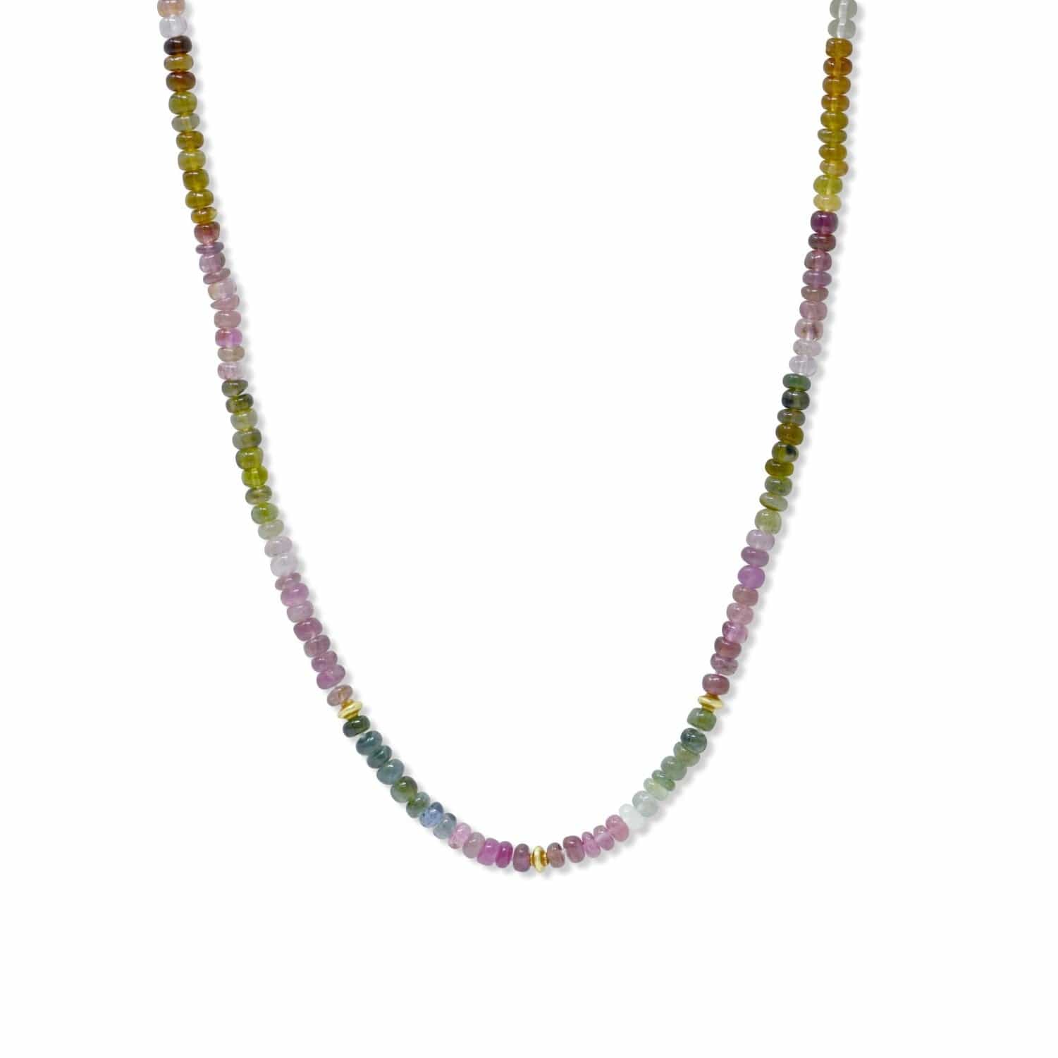 Anzie 18K & 14K Yellow Gold Smooth Multicolored Tourmaline Rondelle Necklace