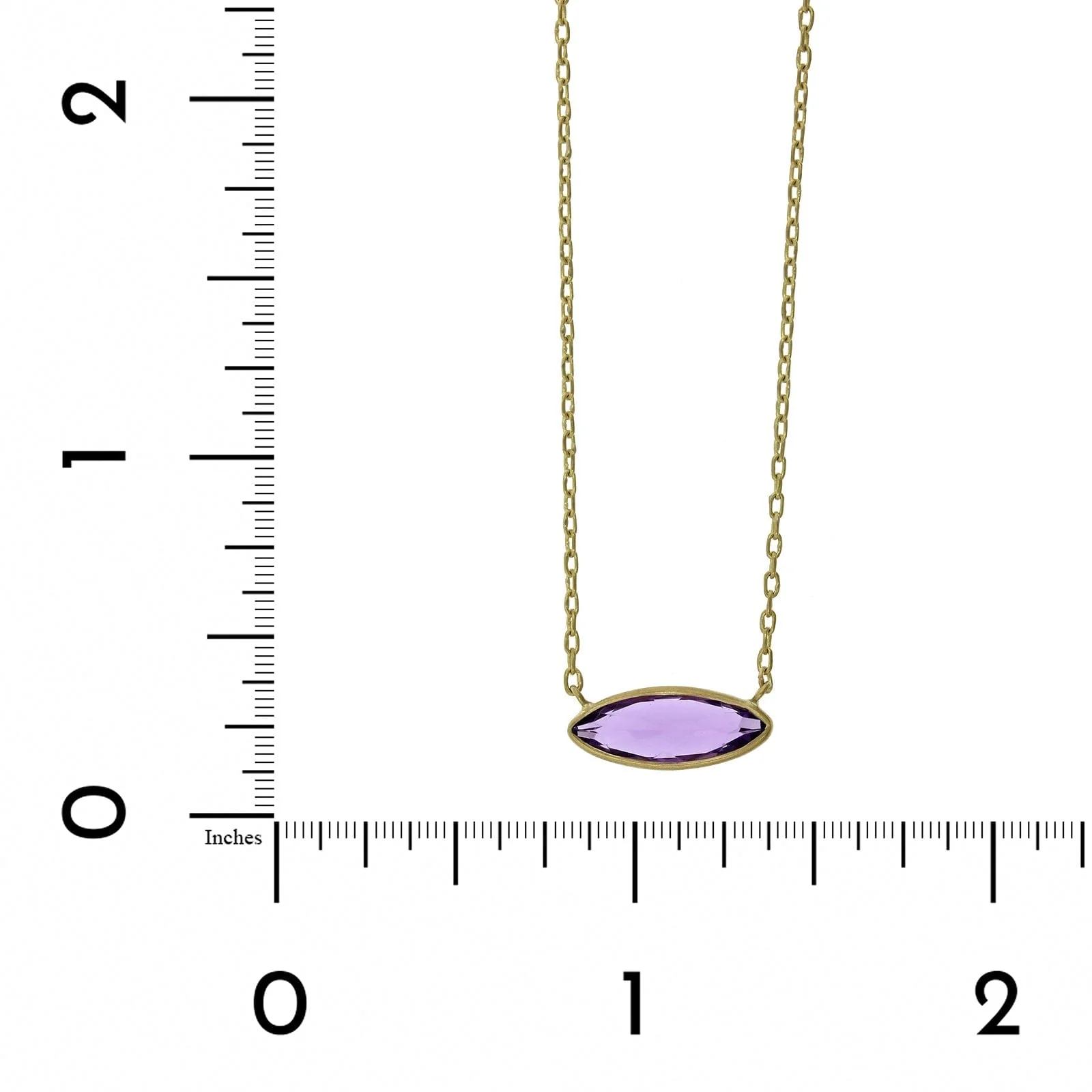 18K Yellow Gold Marquise Amethyst Necklace - Image 3