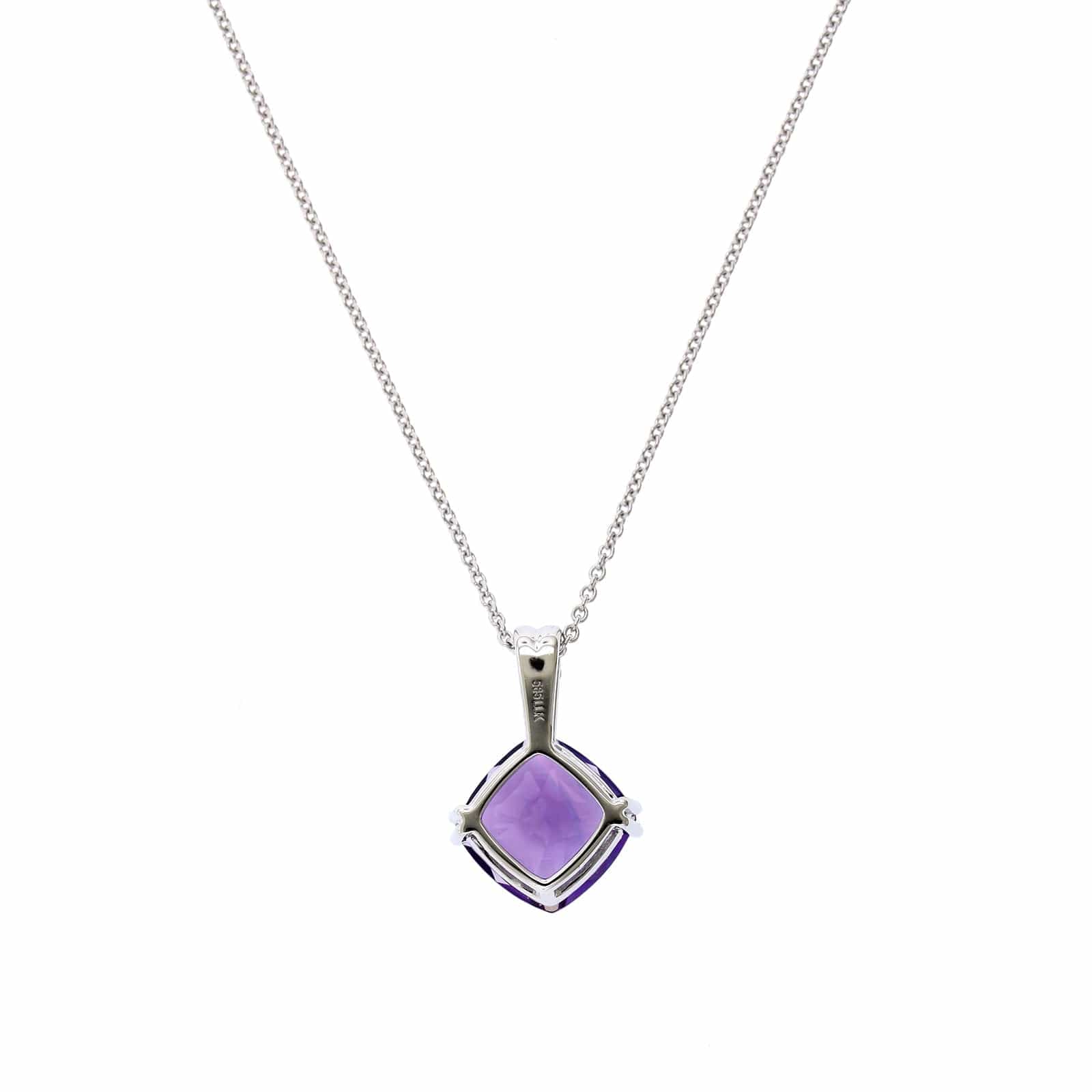 14K White Gold Cushion Amethyst Pendant - Image 2