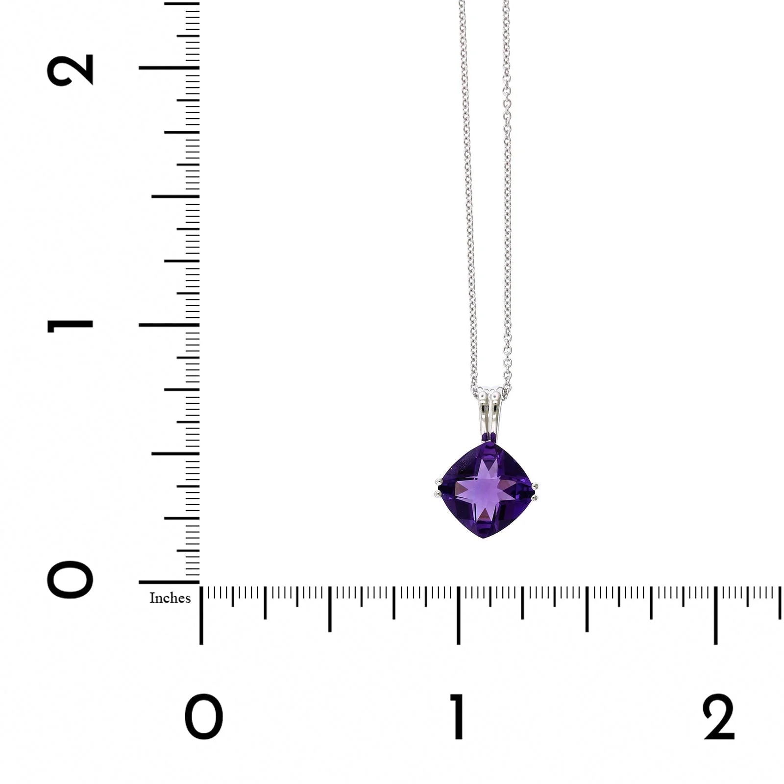 14K White Gold Cushion Amethyst Pendant - Image 4
