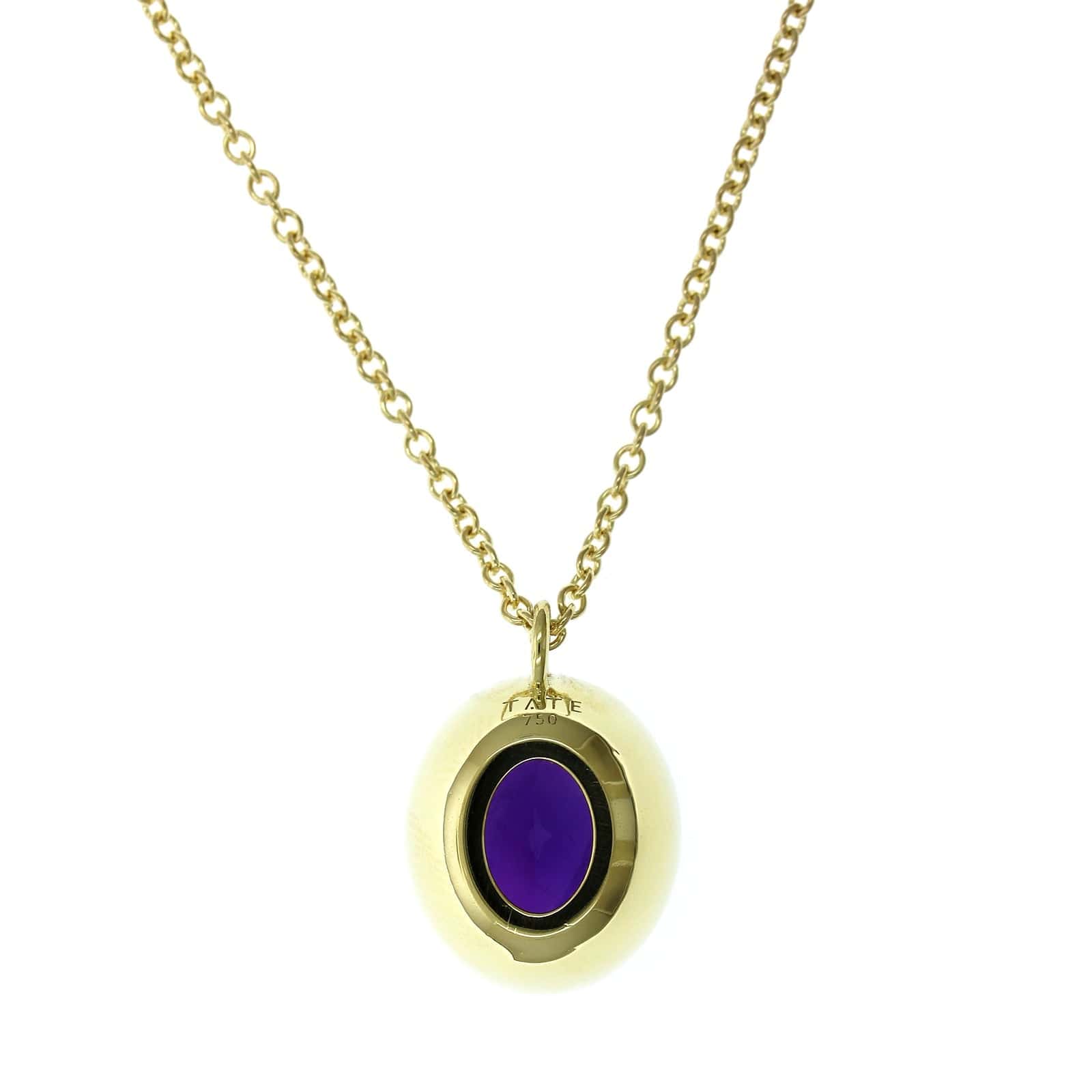 18K Yellow Gold Oval Amethyst Pendant - Image 2