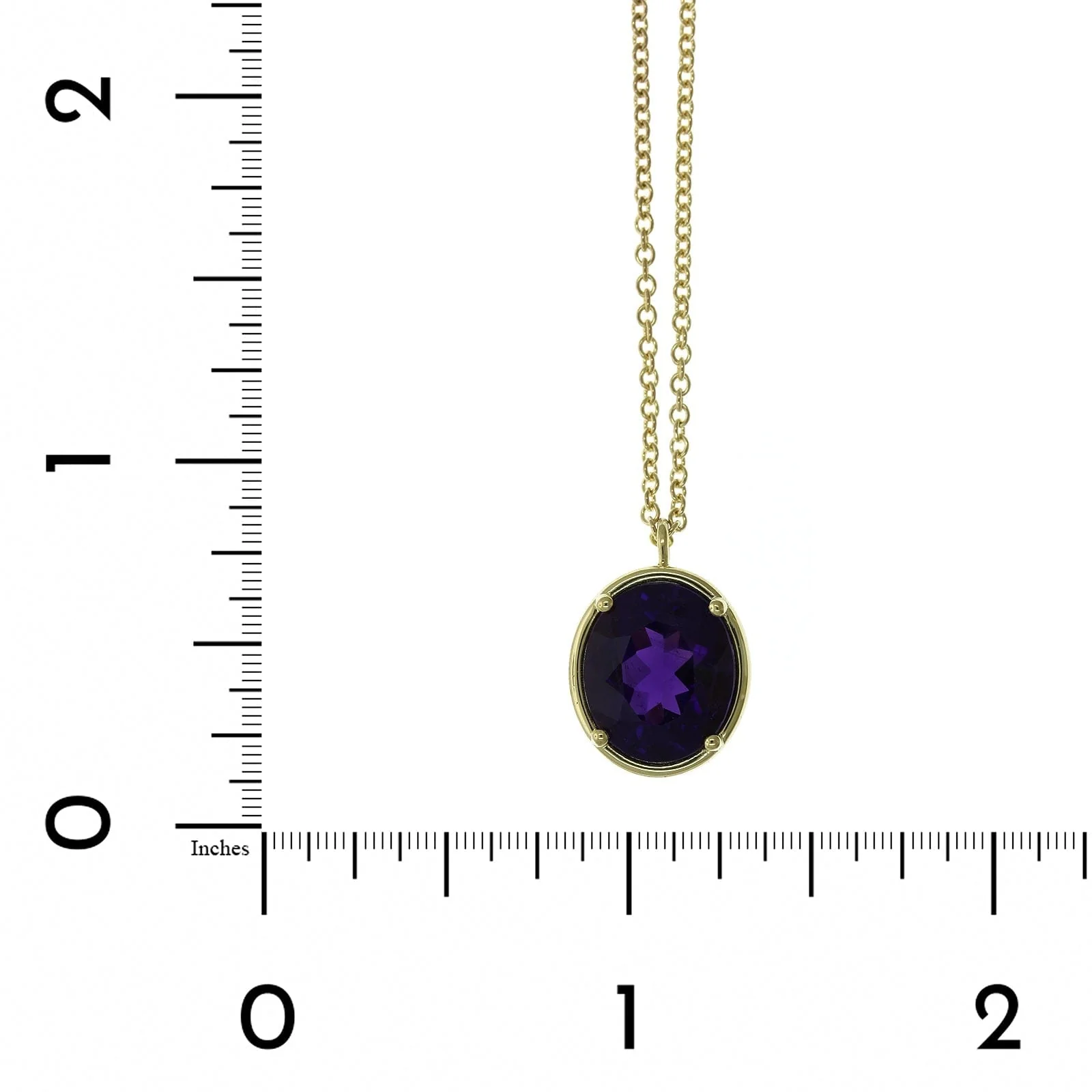 18K Yellow Gold Oval Amethyst Pendant - Image 4