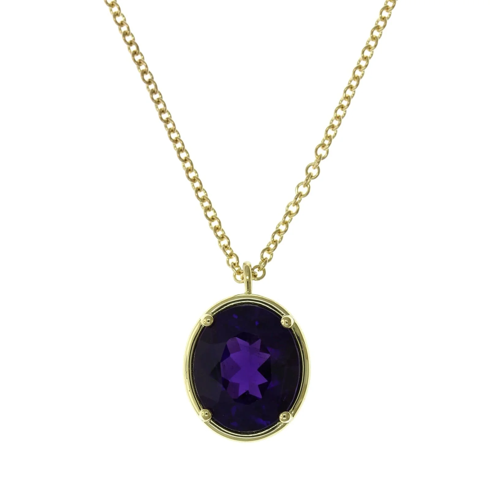 18K Yellow Gold Oval Amethyst Pendant - Image 5
