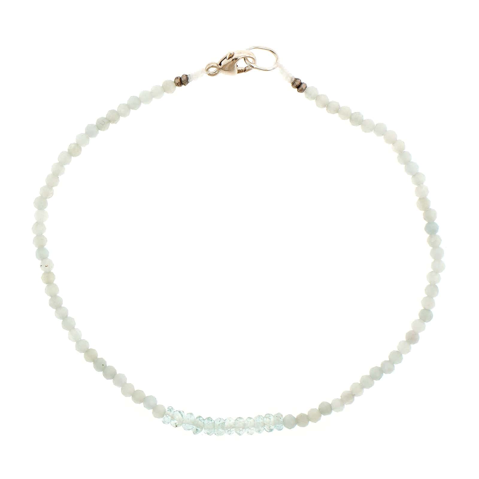 Sterling Silver Aquamarine Beaded Bracelet