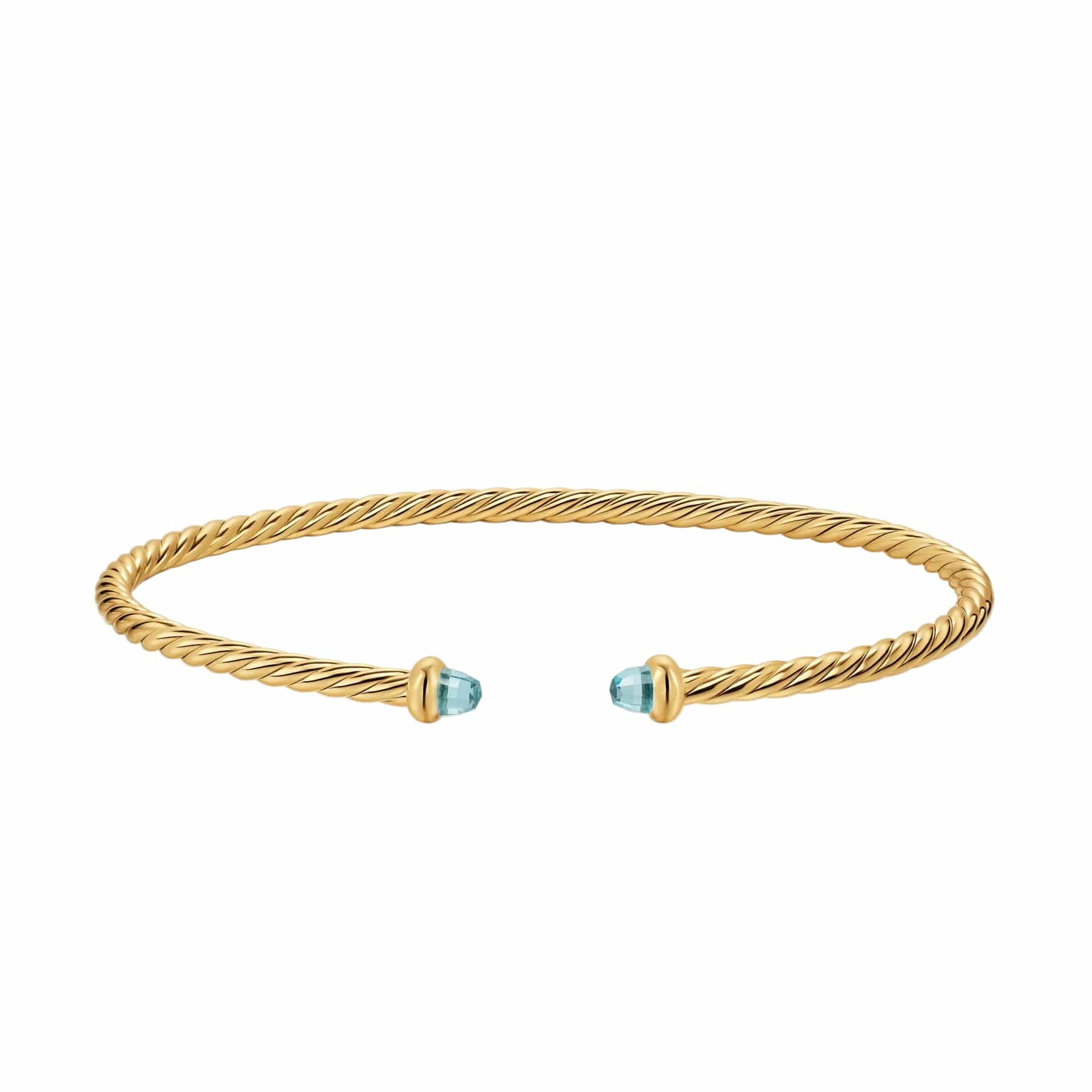 Micro Cablespira® Flex Bracelet 18K Yellow Gold with Aquamarine, 2.6mm - Image 3