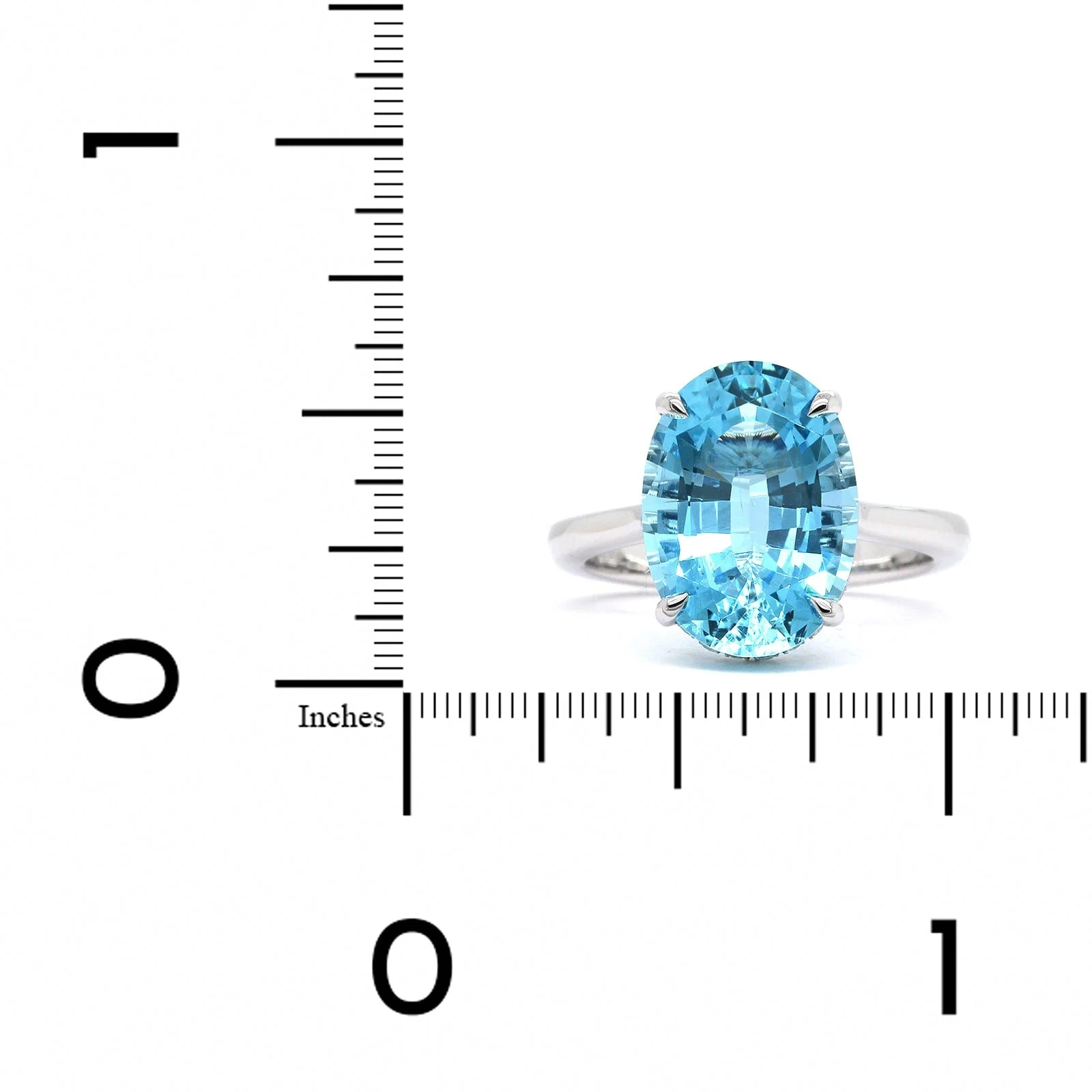 18K White Gold Oval Aquamarine Diamond Hidden Halo Ring - Image 4
