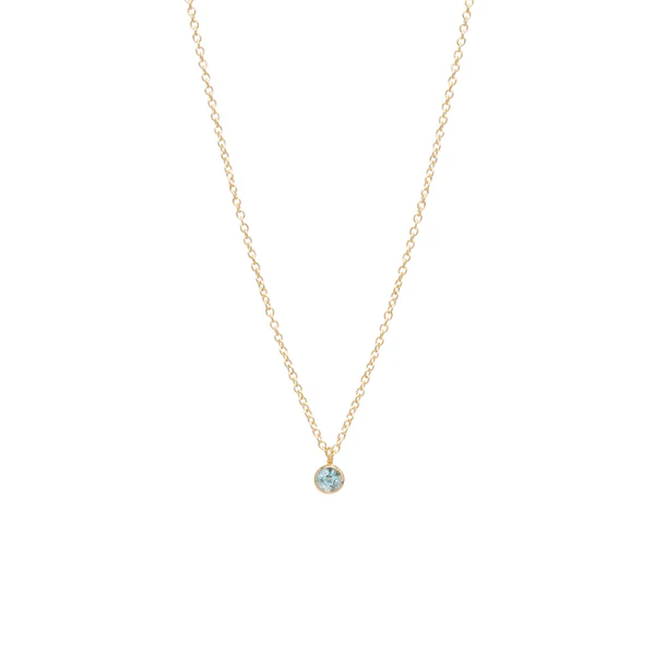 Zoe Chicco 14K Yellow Gold Bezel Set Aquamarine Pendant