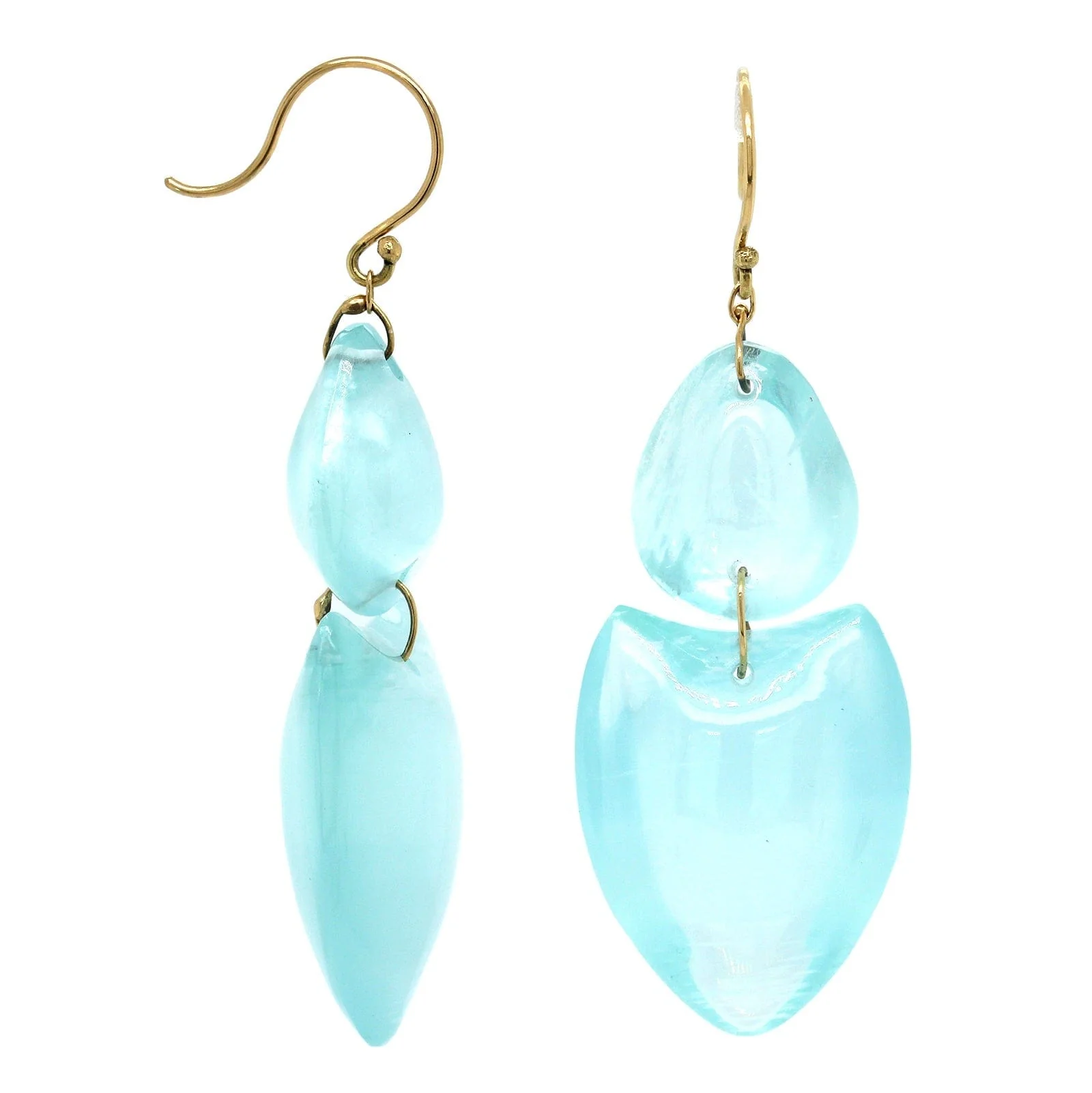 18K Yellow Gold Aquamarine Drop Earrings