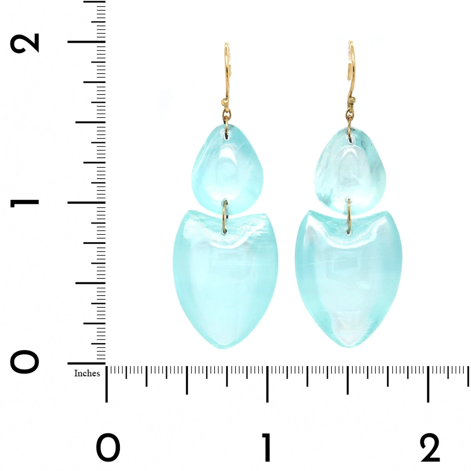 18K Yellow Gold Aquamarine Drop Earrings - Image 2
