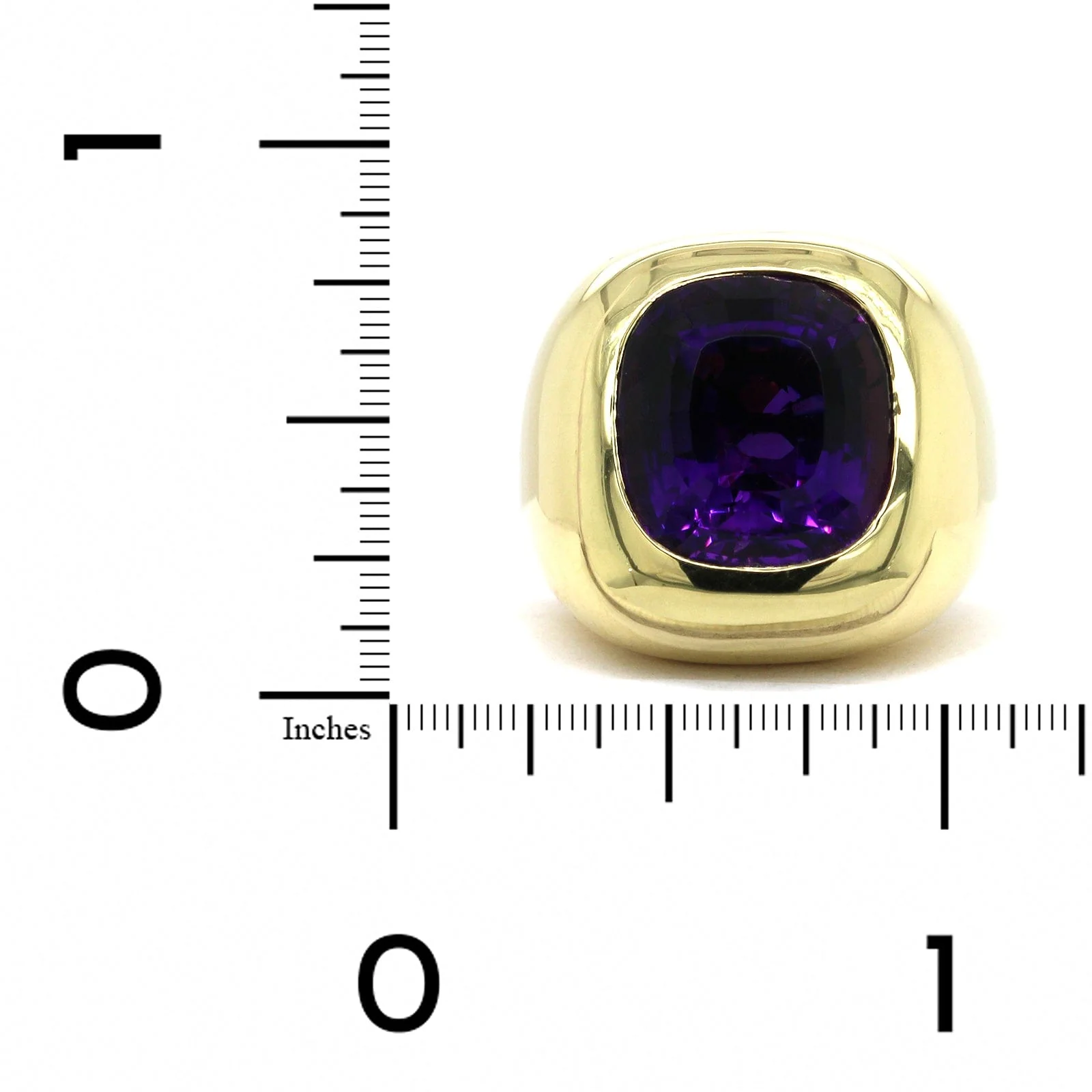 18K Yellow Gold Amethyst Dome Ring - Image 3