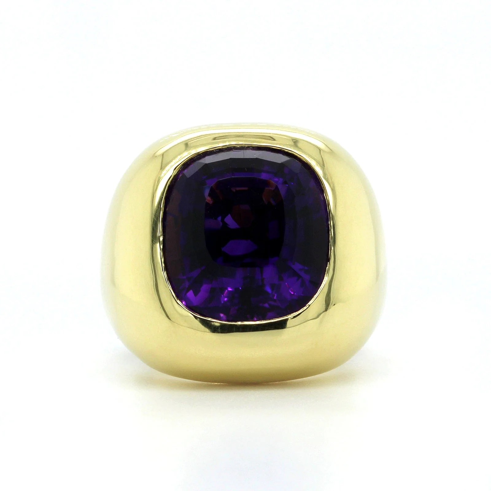 18K Yellow Gold Amethyst Dome Ring - Image 4