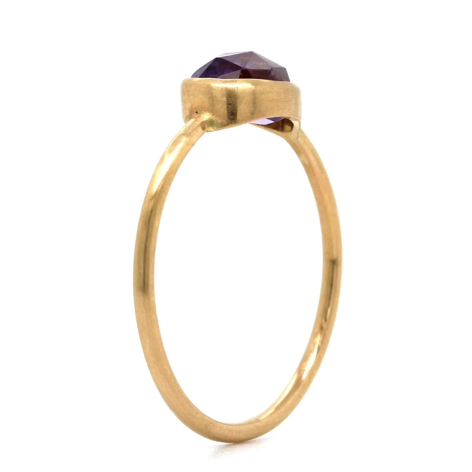 14K Yellow Gold Amethyst Bezel Set Ring - Image 2
