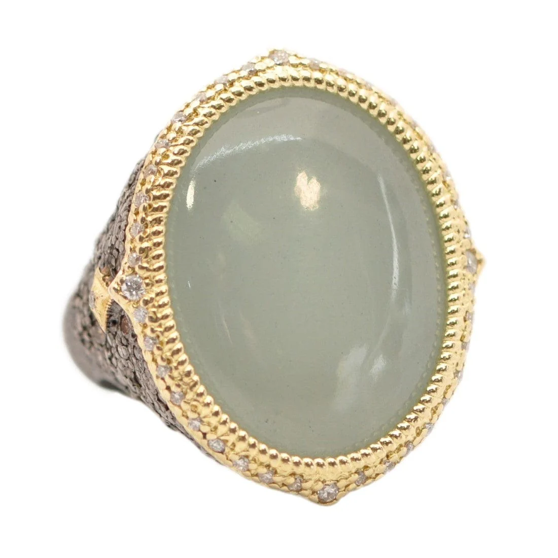 Armenta 18K Yellow Gold and Sterling Silver Milky Aquamarine and Diamond Ring