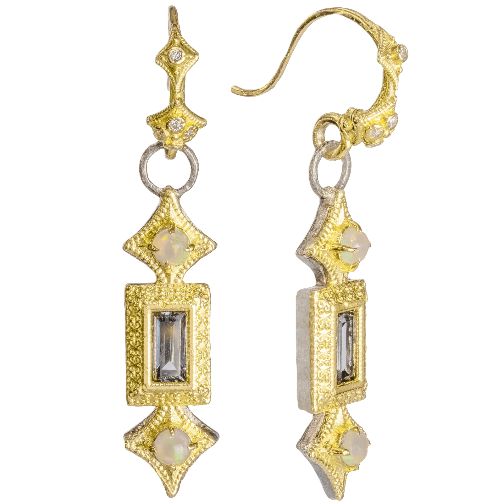 Armenta 18K Yellow Gold and Sterling Silver Spinel and Diamond Hook Earrings