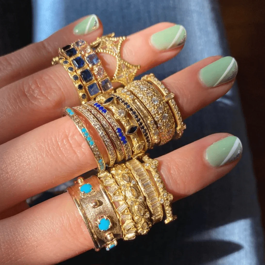 Armenta 18K Yellow Gold Baguette White Sapphire Stacking Band - Image 2